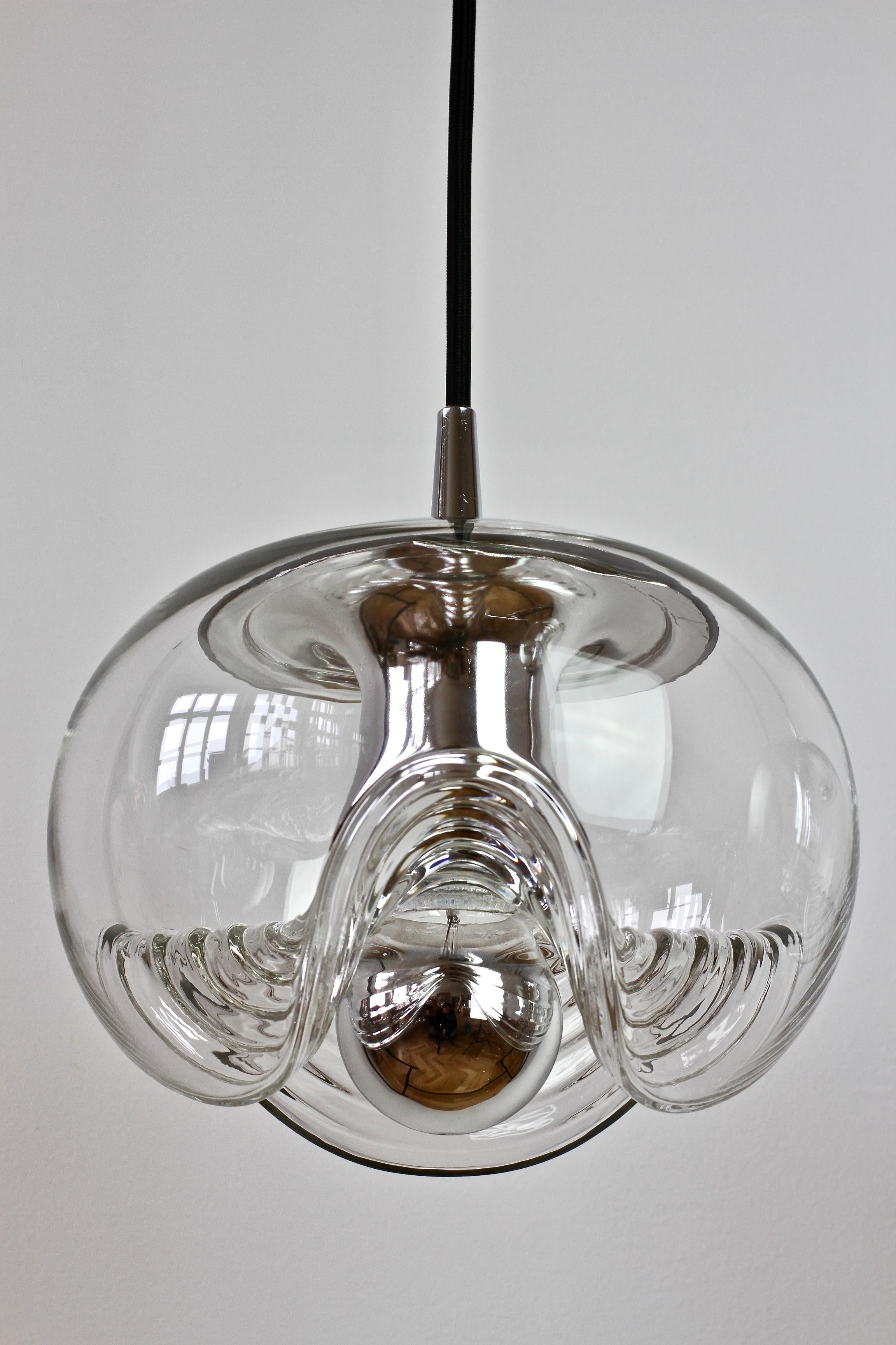 Peill & Putzler Coppia di pendenti biomorfi in vetro trasparente 