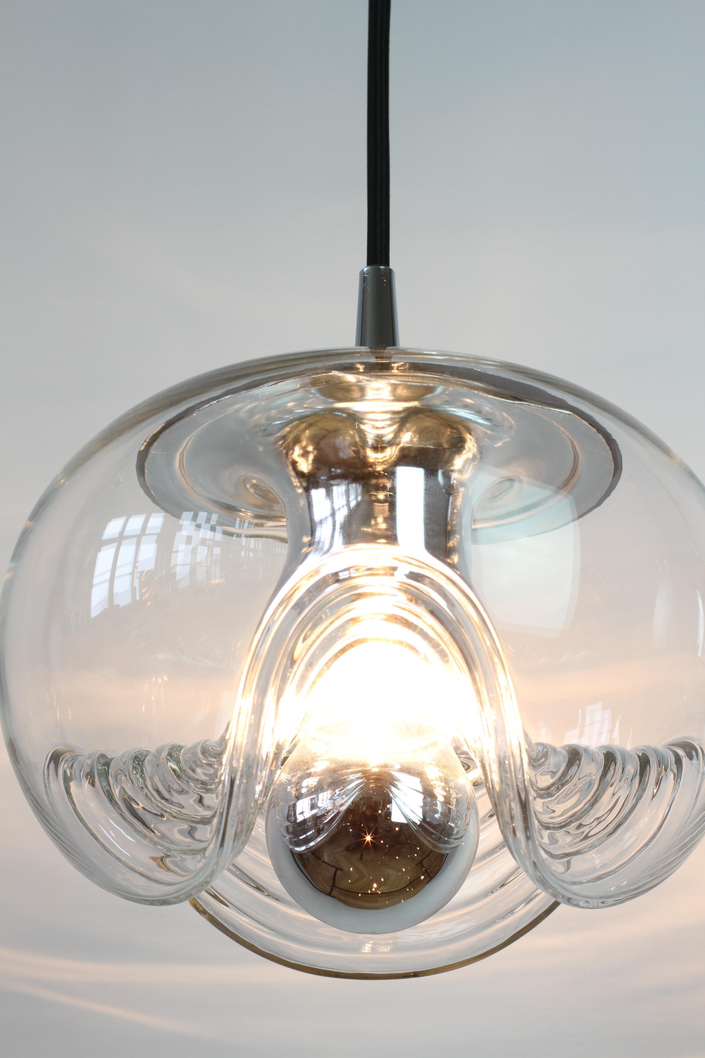 Peill & Putzler Coppia di pendenti biomorfi in vetro trasparente 