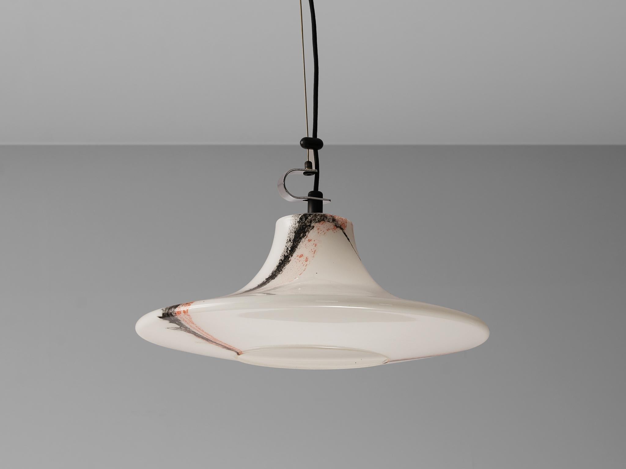 Peill & Putzler Pendant in Opaline Murano Glass and Metal 1