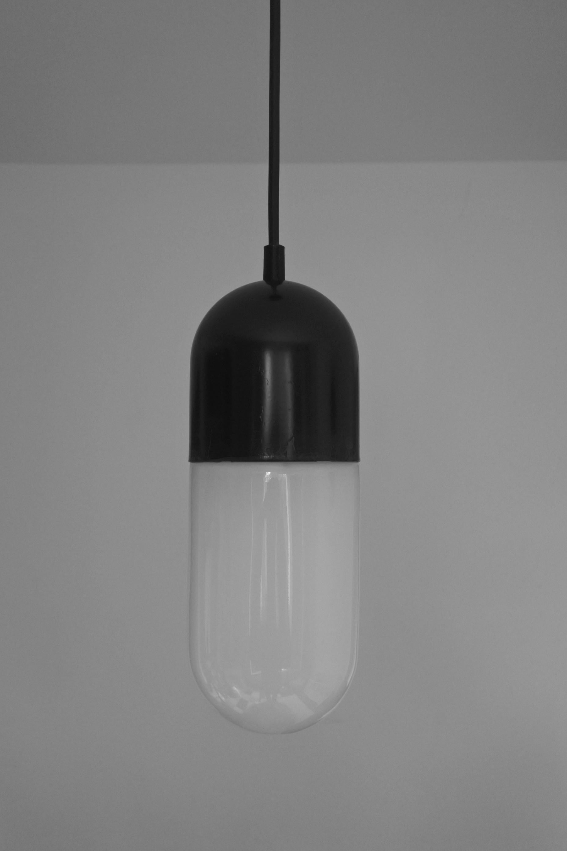 Peill & Putzler Pendant Lamp, Opal Glass and Metal, Germany, 1960s 3