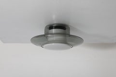 Peill & Putzler Smoked Blown Glass and Milk Glass Atomic Flush Mount Light