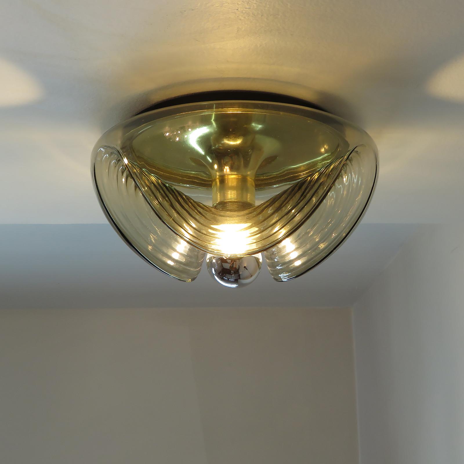 Peill & Putzler Smoked Glass Flushmount Light, 1970 For Sale 2