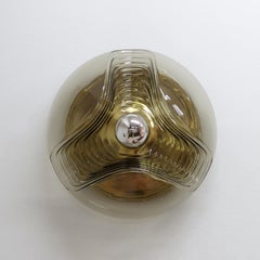 Peill & Putzler Smoked Glass Flushmount Light, 1970
