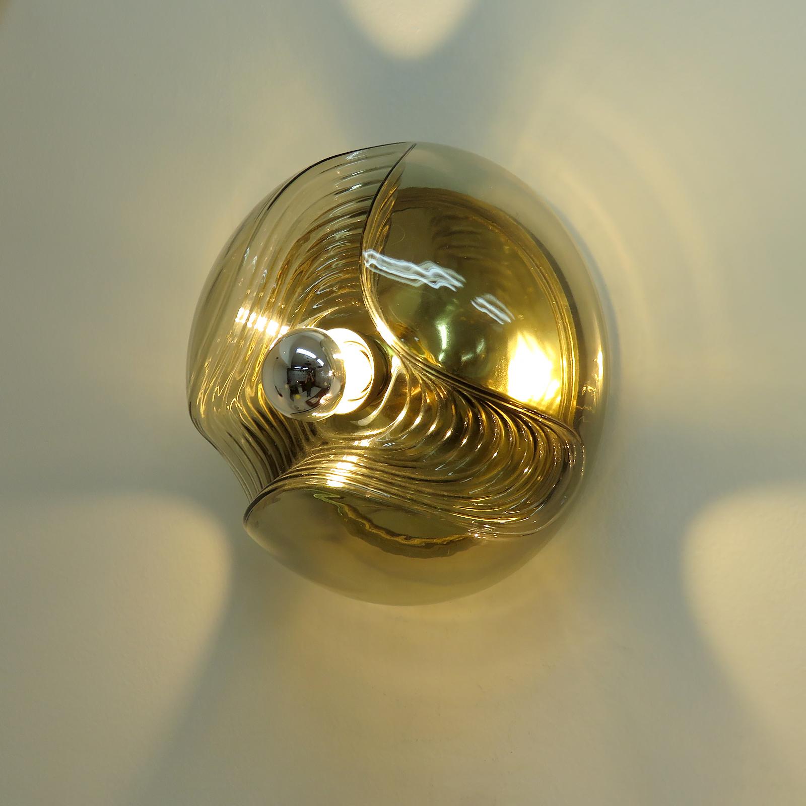 Metal Peill & Putzler Smoked Glass Flushmount Light, 1970 For Sale