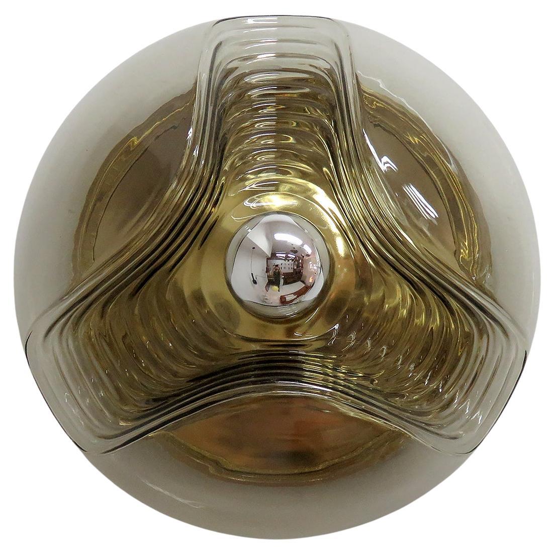 Peill & Putzler Smoked Glass Flushmount Light, 1970 For Sale