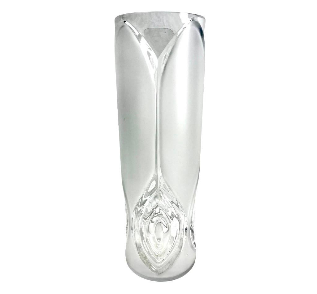 Hand-Crafted Peill & Putzler, Vintage Set of Vases clear and frosted Art glass Signed For Sale