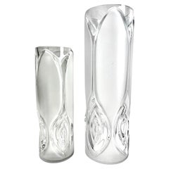 Peill & Putzler, Vintage Set of Vases clear and frosted Art glass Signed