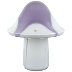 Peill & Putzler White and Lilac Glass Mushroom Table Lamp, 1970s
