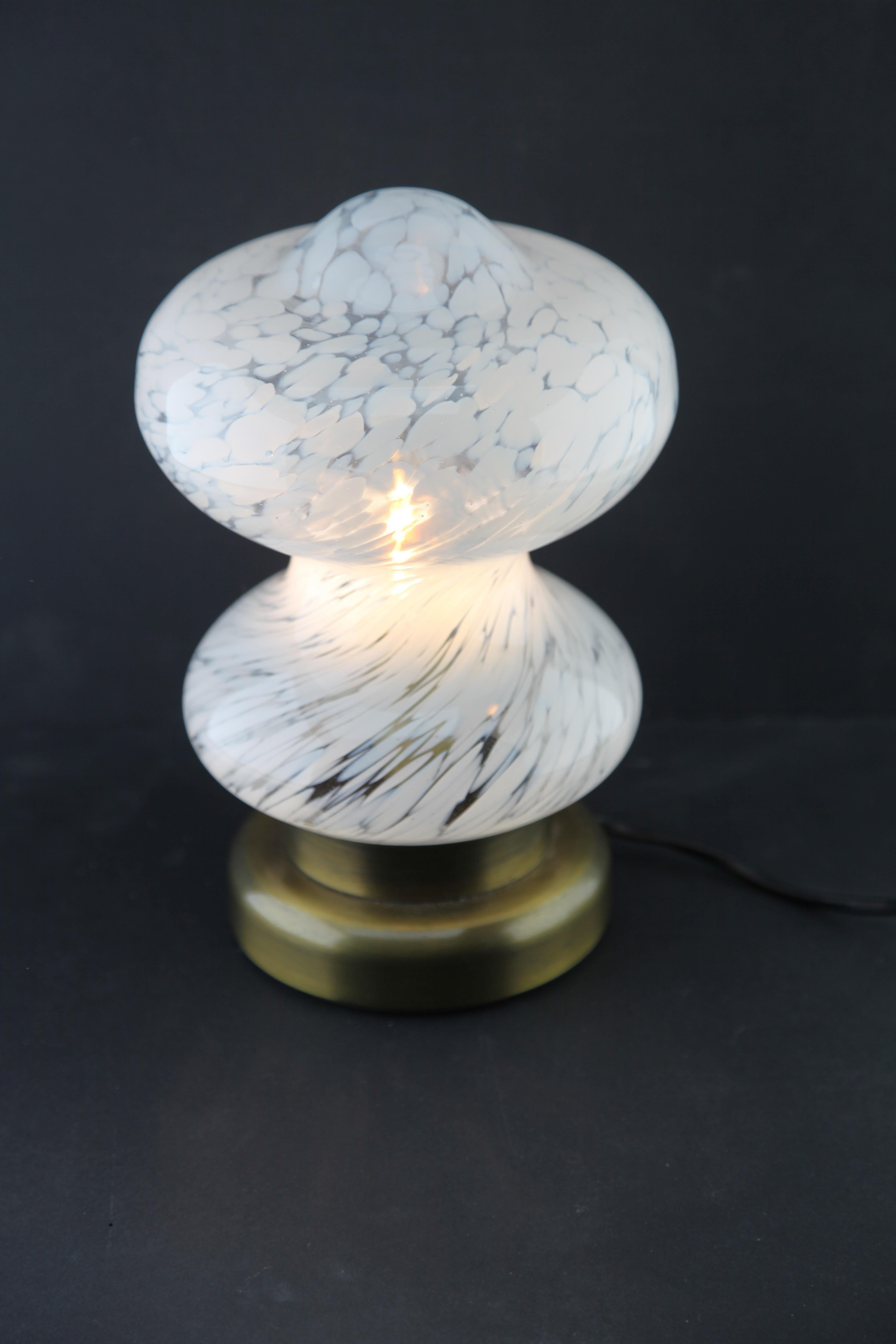 Mid-Century Modern Peill & Putzler White Clouds Glass Table Lamp, 1970s For Sale