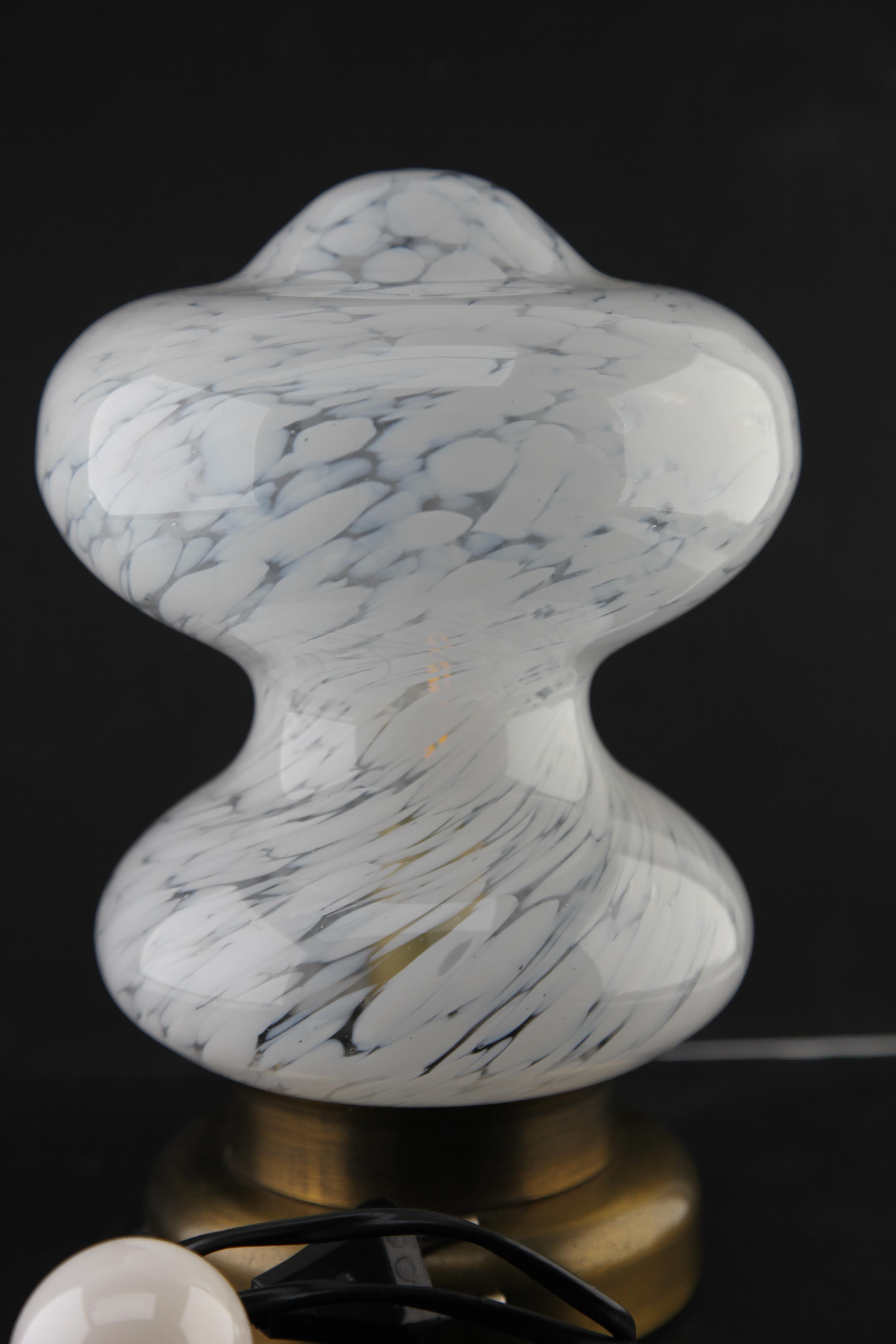 German Peill & Putzler White Clouds Glass Table Lamp, 1970s For Sale