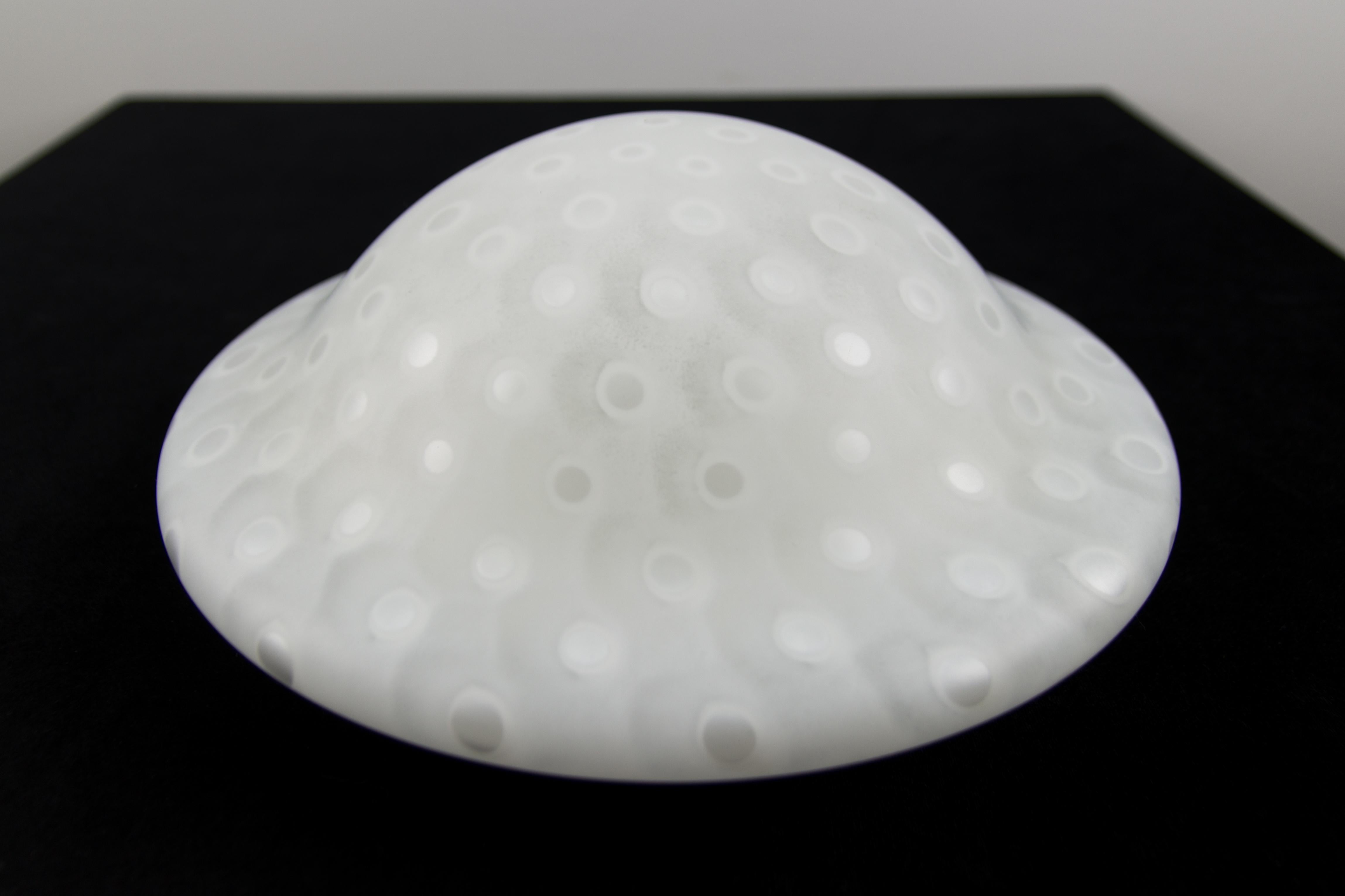 Peill & Putzler White Frosted Glass Flush Mount Ceiling or Wall Light, 1970s For Sale 4