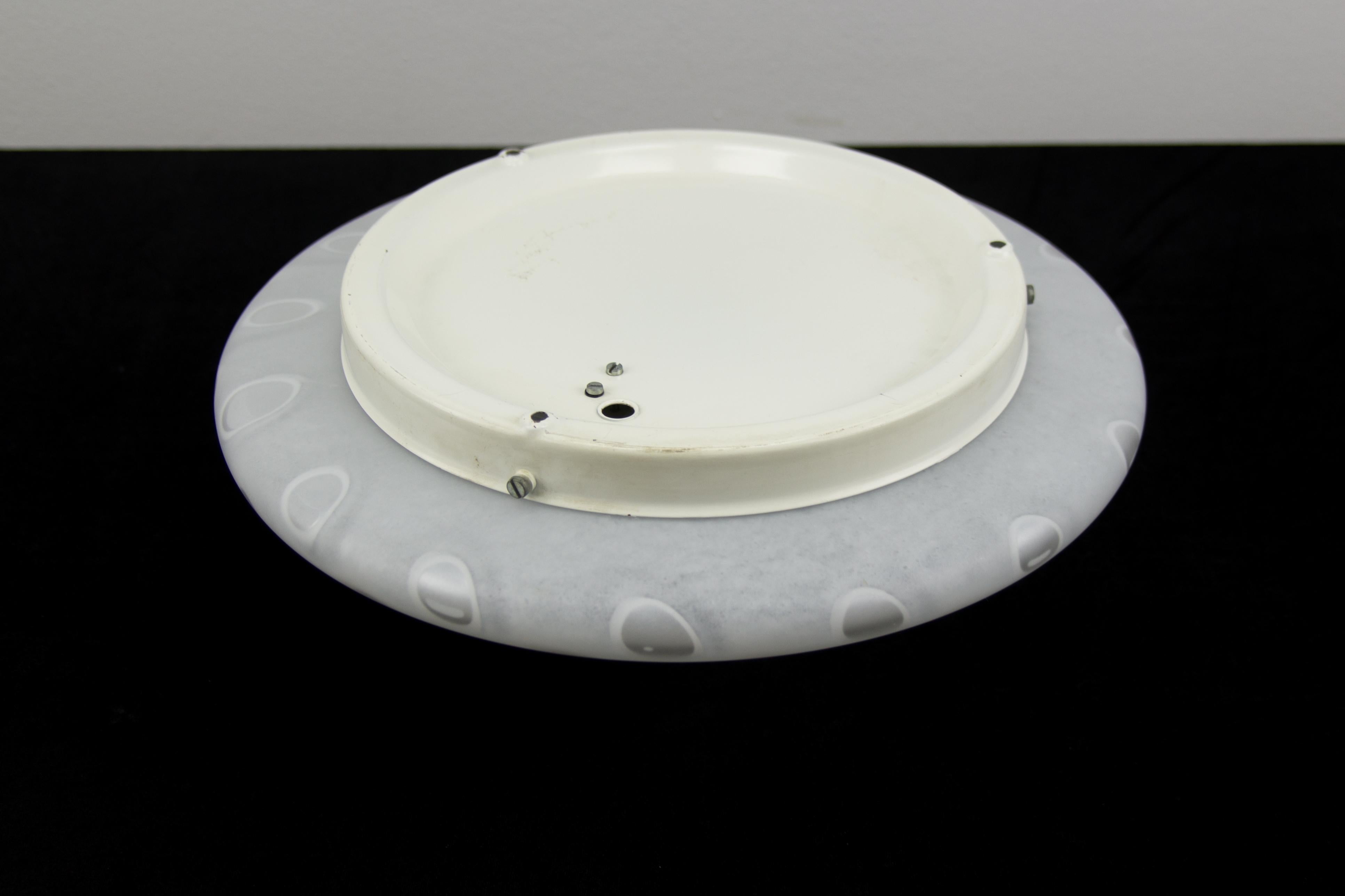Peill & Putzler White Frosted Glass Flush Mount Ceiling or Wall Light, 1970s For Sale 6