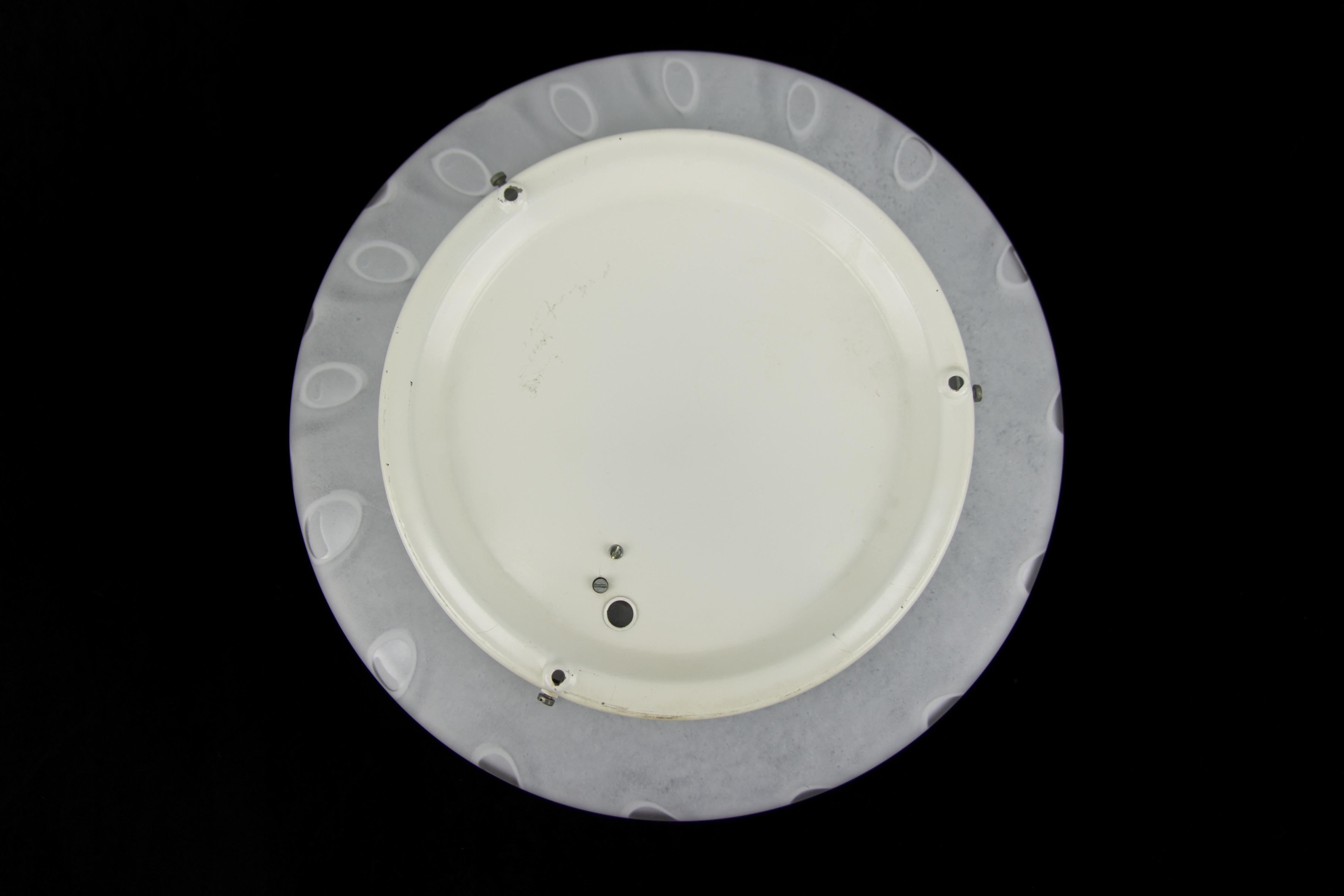 Peill & Putzler White Frosted Glass Flush Mount Ceiling or Wall Light, 1970s For Sale 7