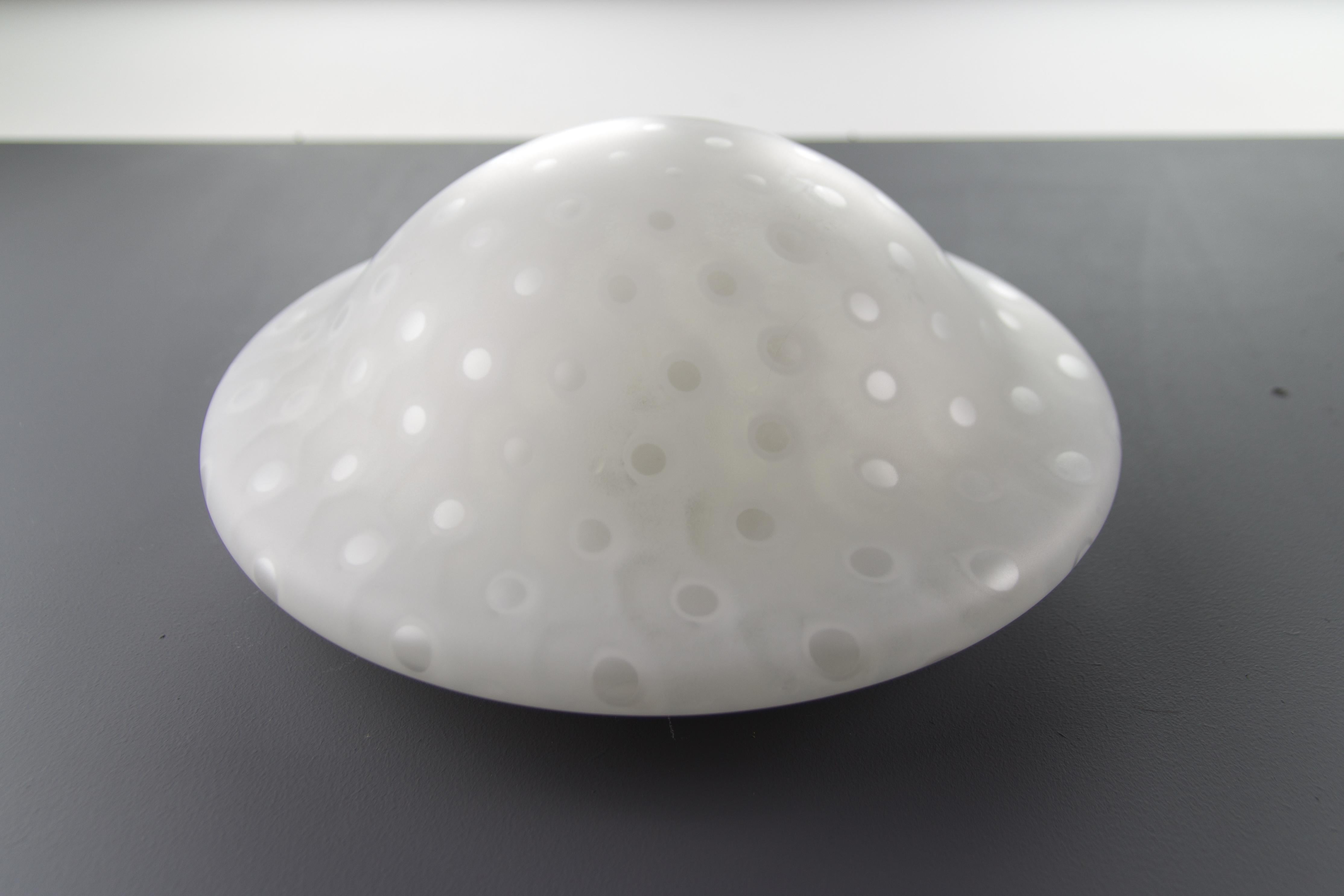Peill & Putzler White Frosted Glass Flush Mount Ceiling or Wall Light, 1970s For Sale 11