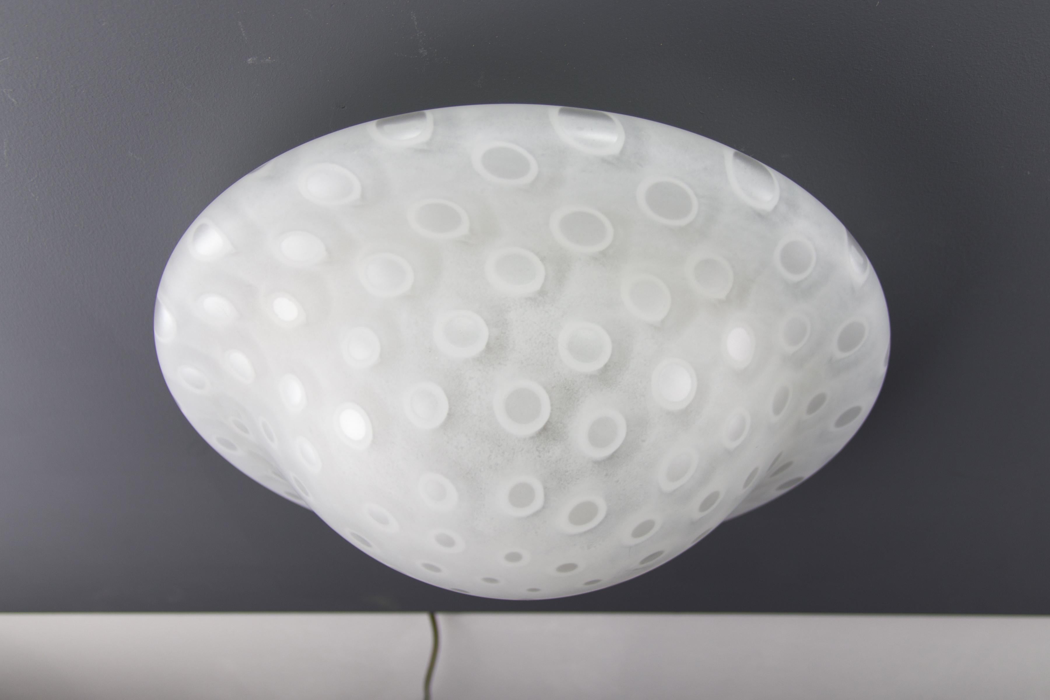 Peill & Putzler White Frosted Glass Flush Mount Ceiling or Wall Light, 1970s For Sale 12