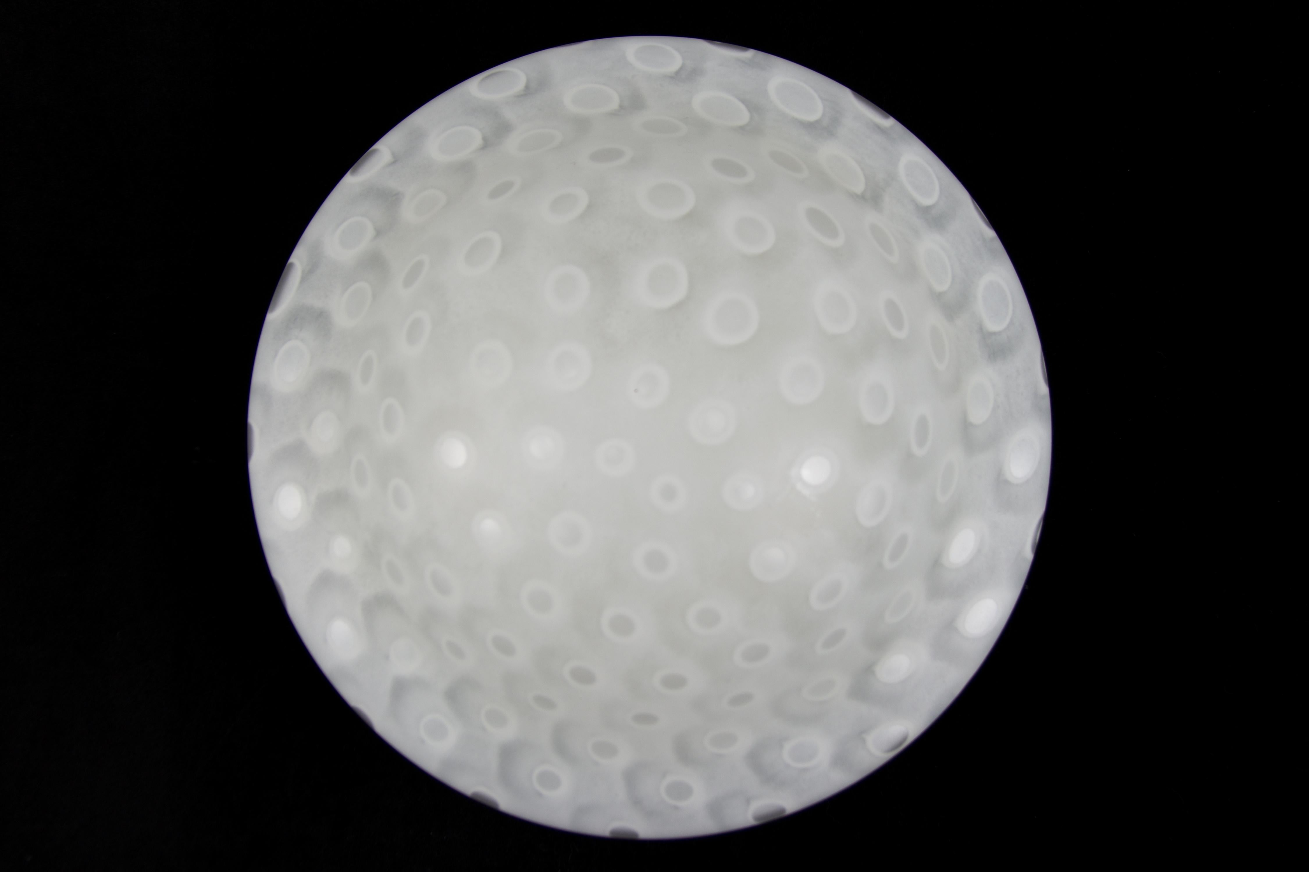 Peill & Putzler White Frosted Glass Flush Mount Ceiling or Wall Light, 1970s In Good Condition For Sale In Barntrup, DE