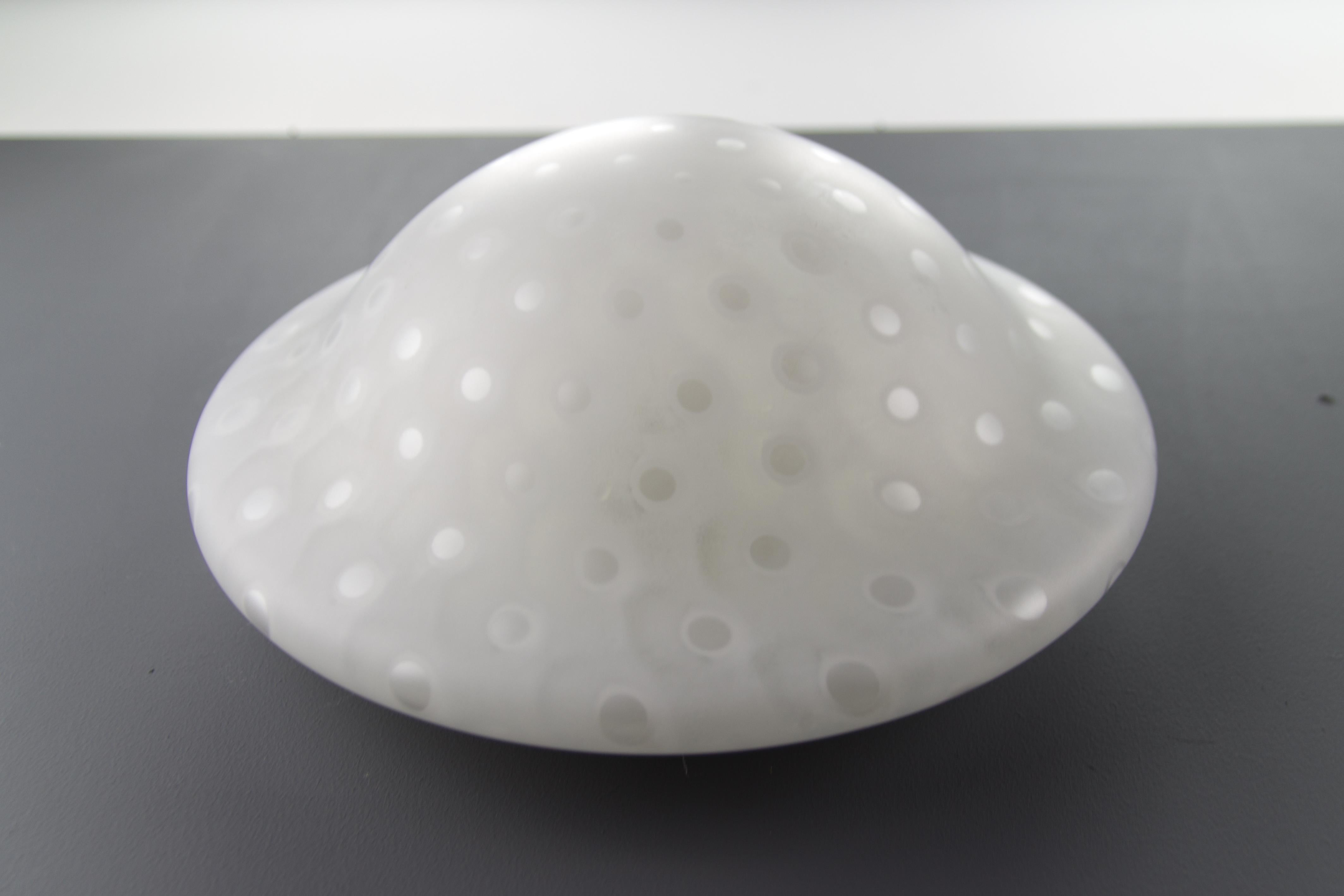 Peill & Putzler White Frosted Glass Flush Mount Ceiling or Wall Light, 1970s For Sale 1