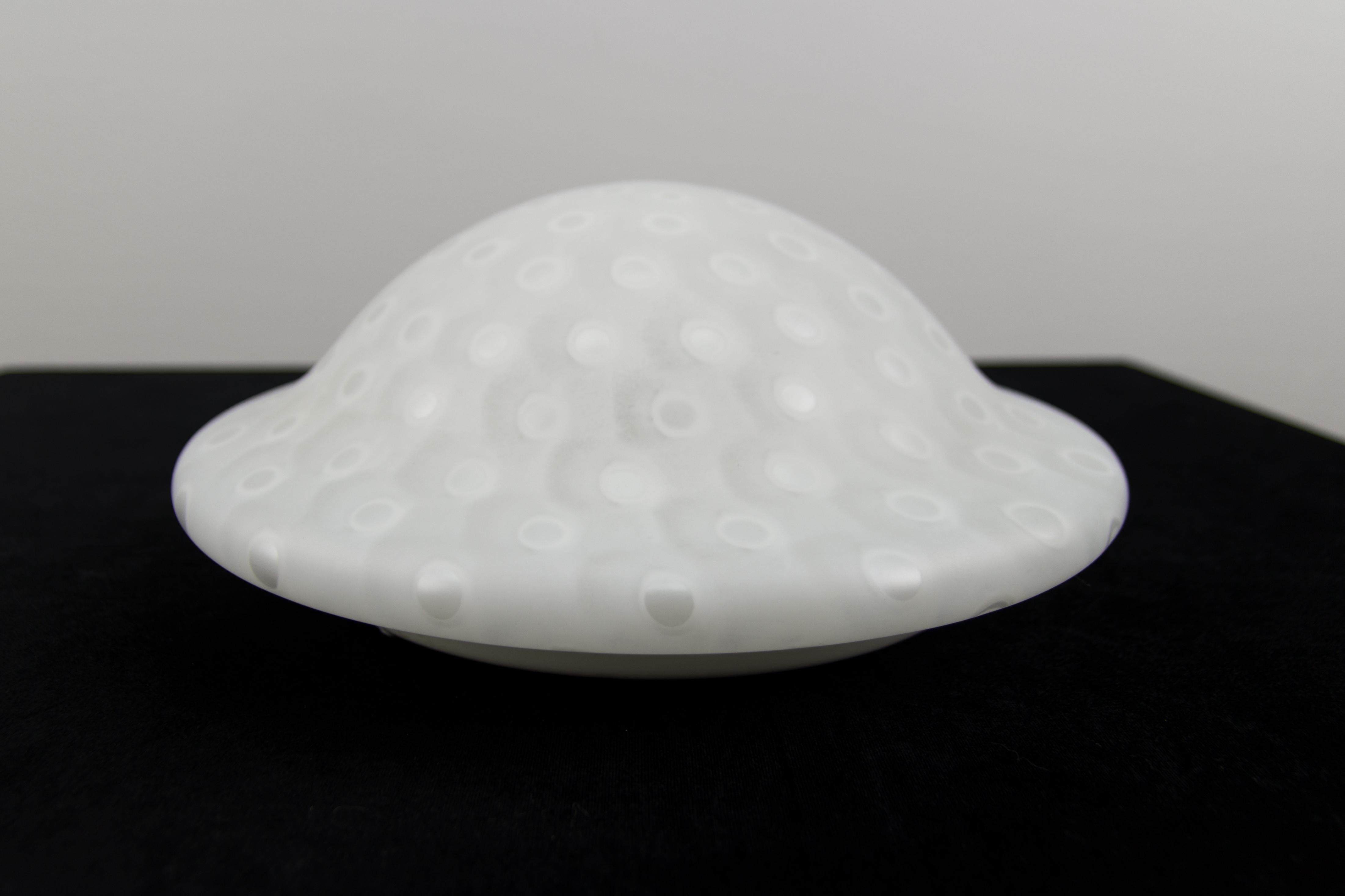 Peill & Putzler White Frosted Glass Flush Mount Ceiling or Wall Light, 1970s For Sale 3