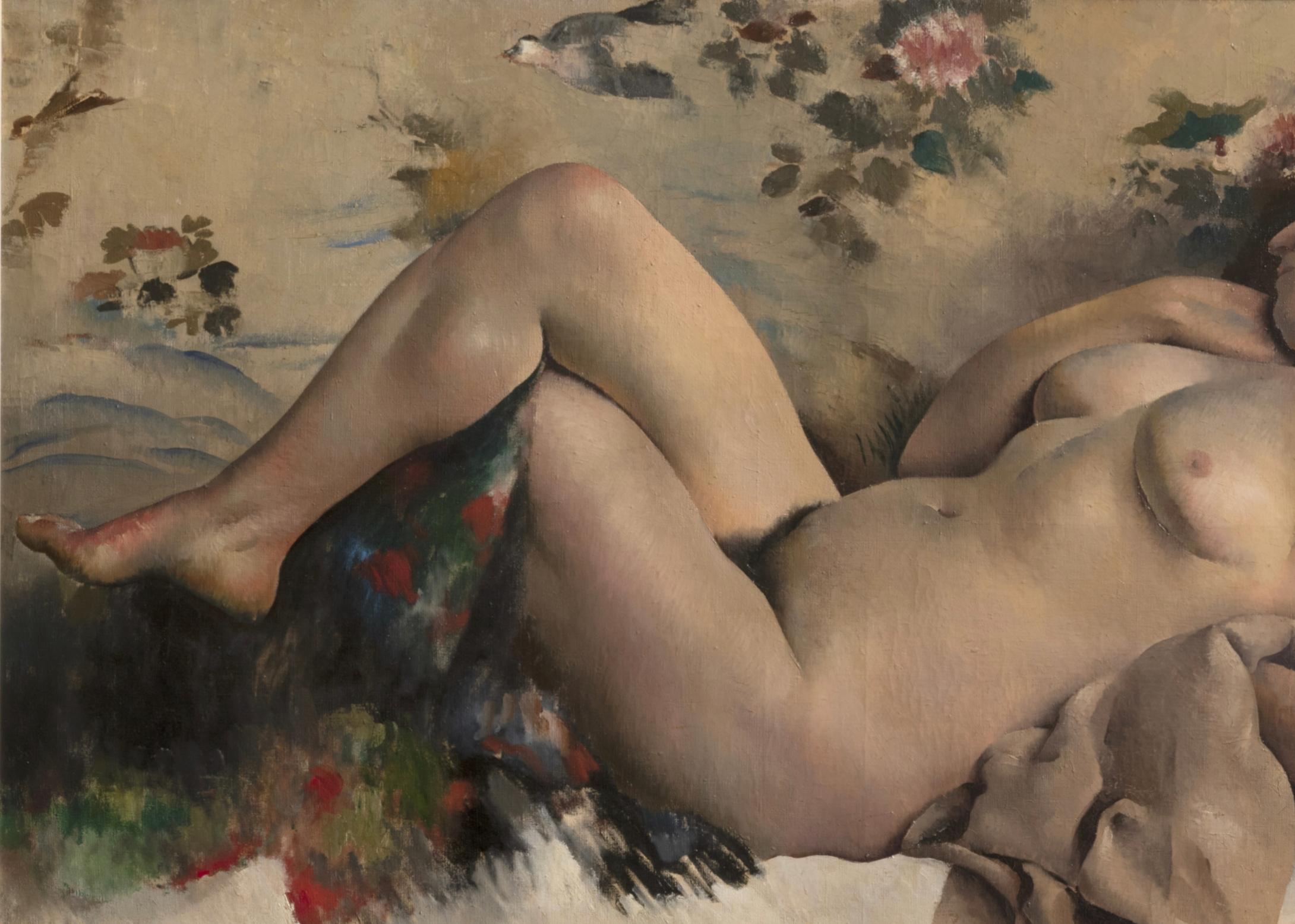 French Peinture “Grand Nu Couché” De Paul-Elie Gernez, 1920 For Sale