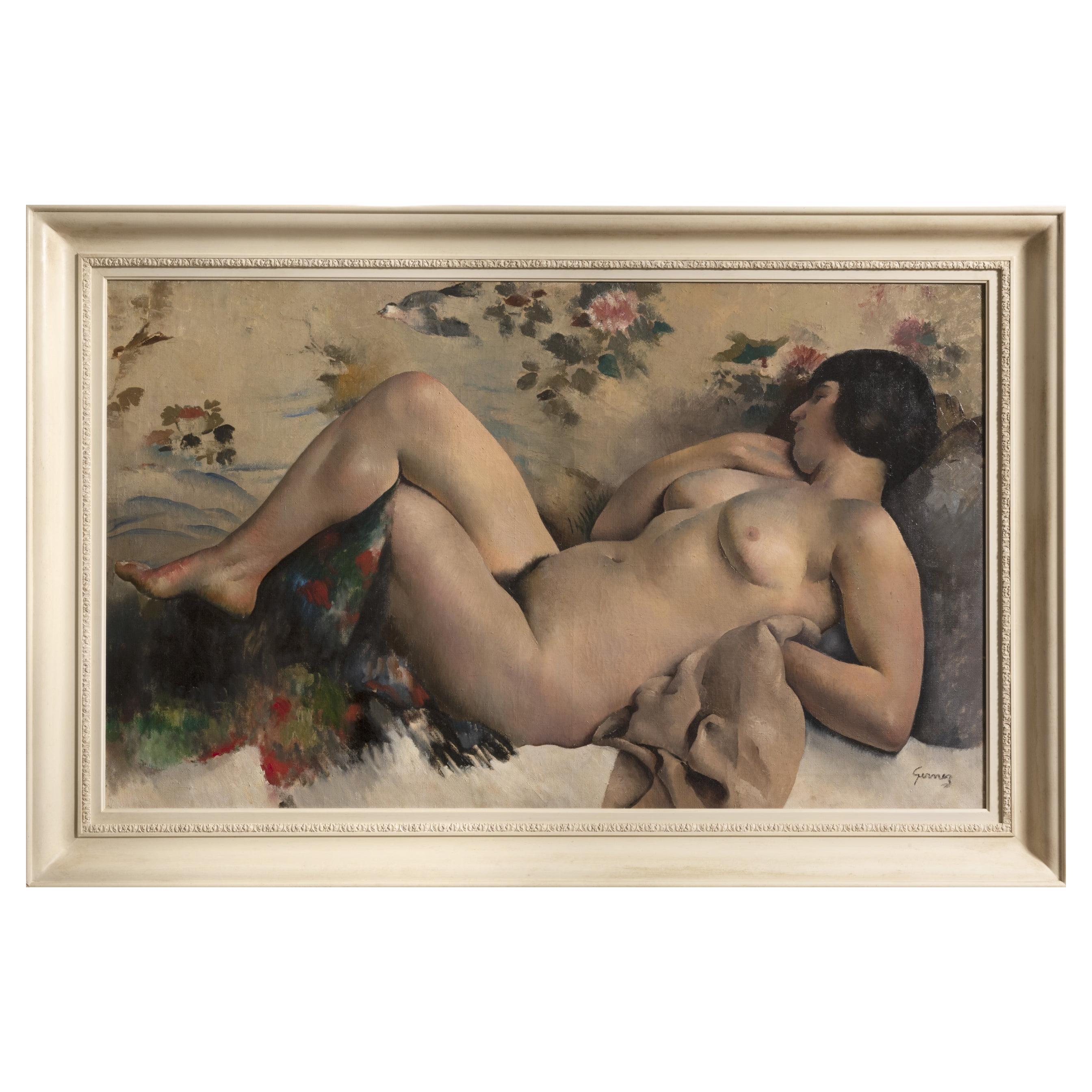 Peinture “Grand Nu Couché” De Paul-Elie Gernez, 1920 For Sale