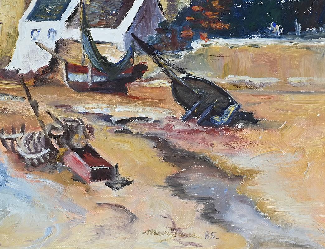 Fin du 20e siècle Peinture marine Côte bretonne, signée Marijane le Goaster - 1985 en vente