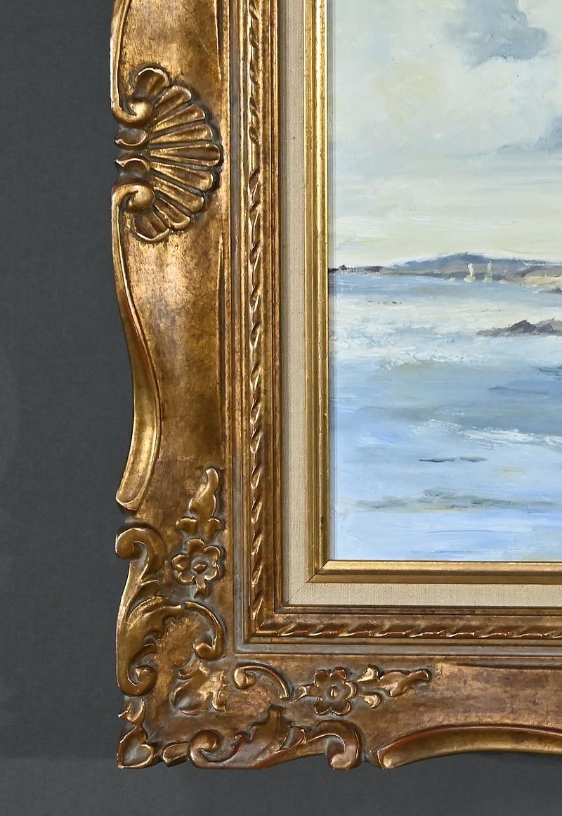 Peinture marine Côte bretonne, signée Marijane le Goaster - 1985 en vente 2