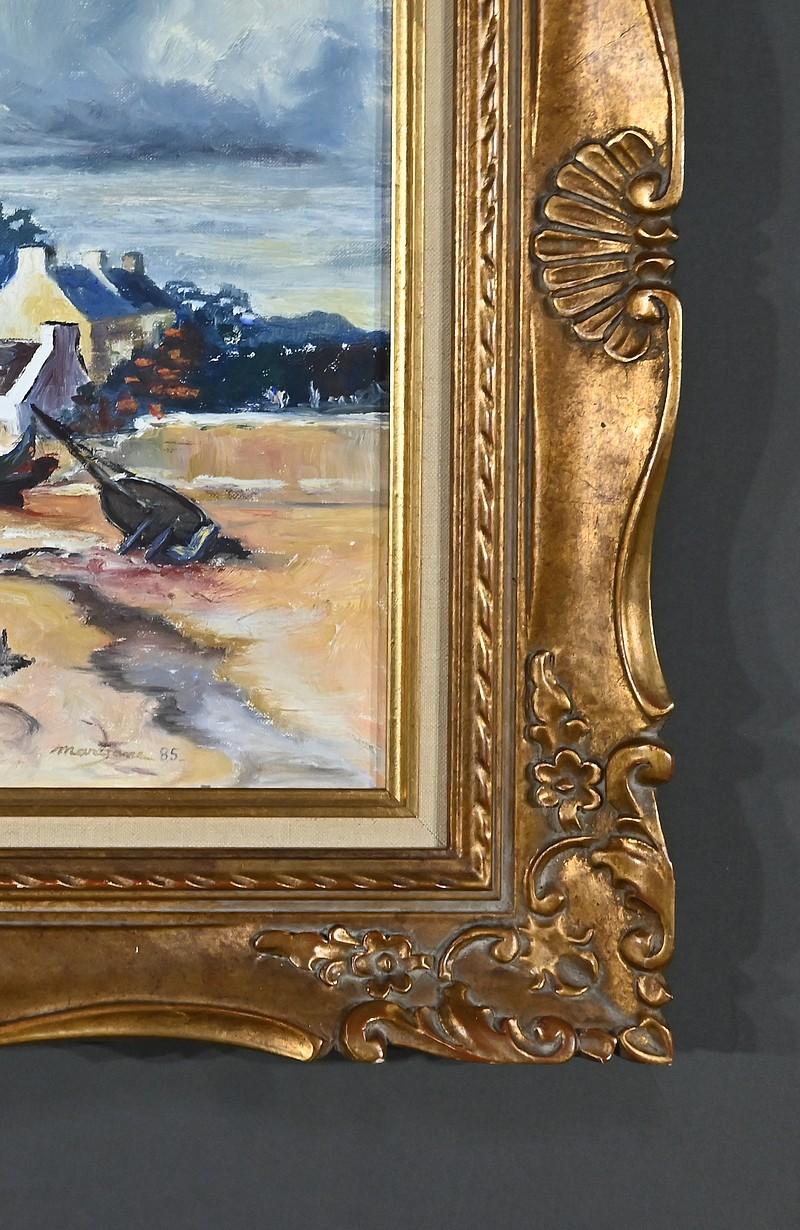 Peinture marine Côte bretonne, signée Marijane le Goaster - 1985 en vente 3