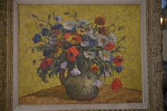 Peinture sur bois nature morte bouquet fleurs numéroté 12