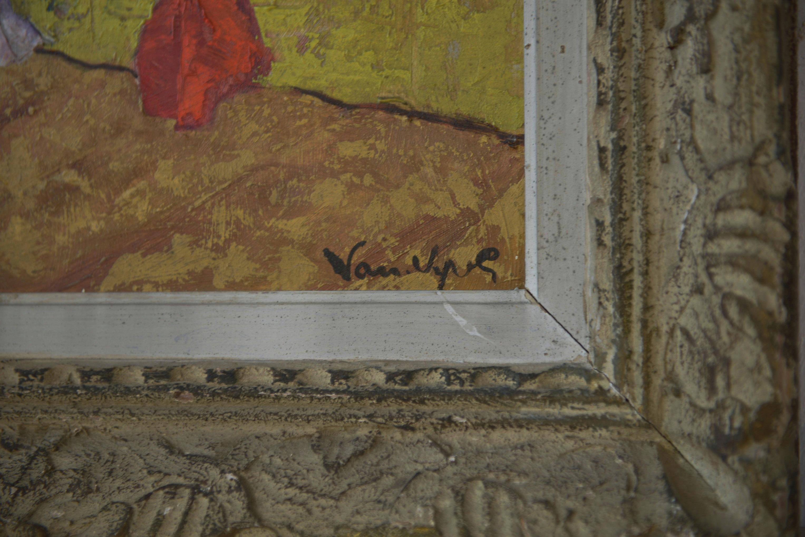 Peinture sur bois nature morte bouquet fleurs numéroté 12 en vente 3