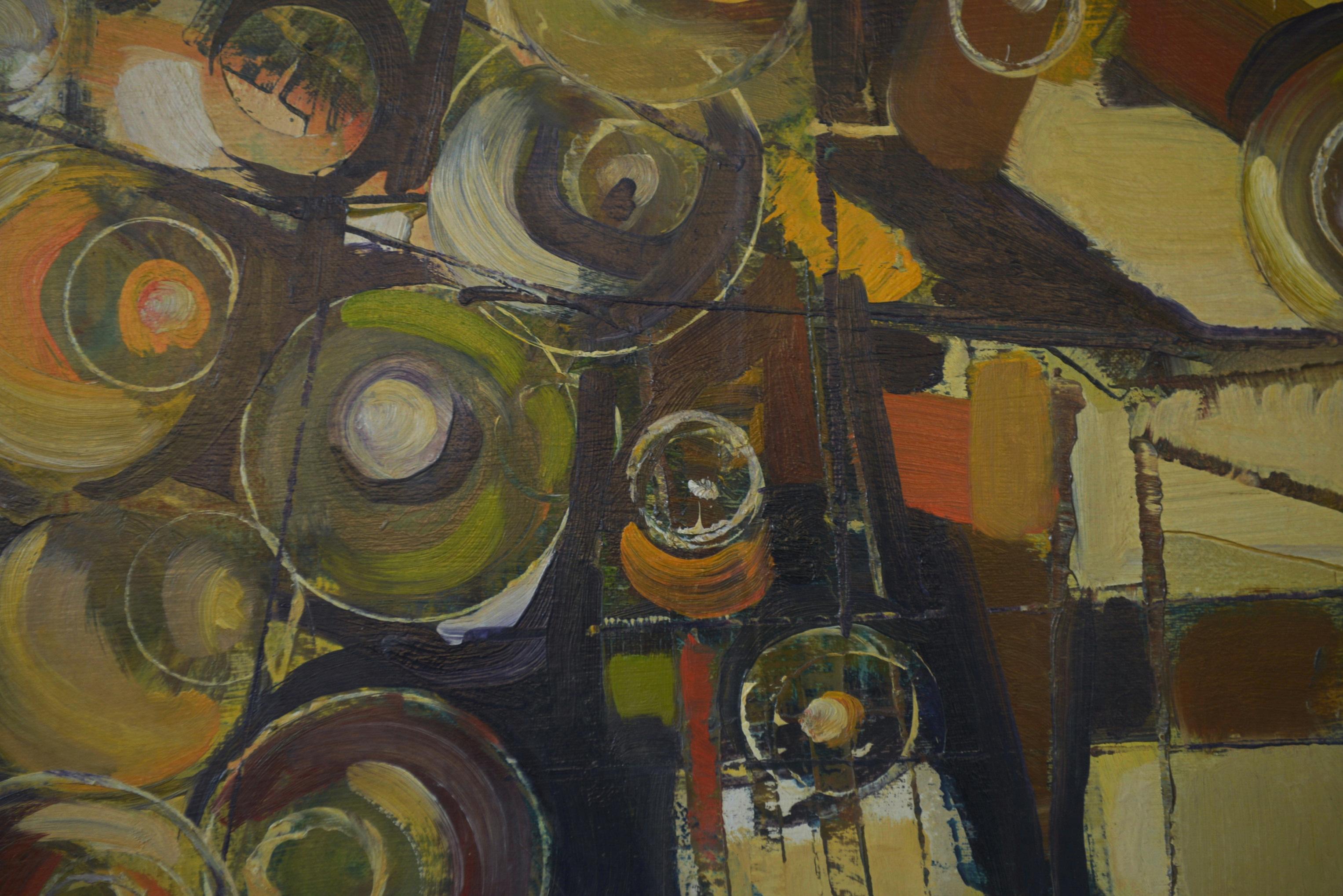 Peinture sur toile art abstrait signé BOUSSY 1977 For Sale 2