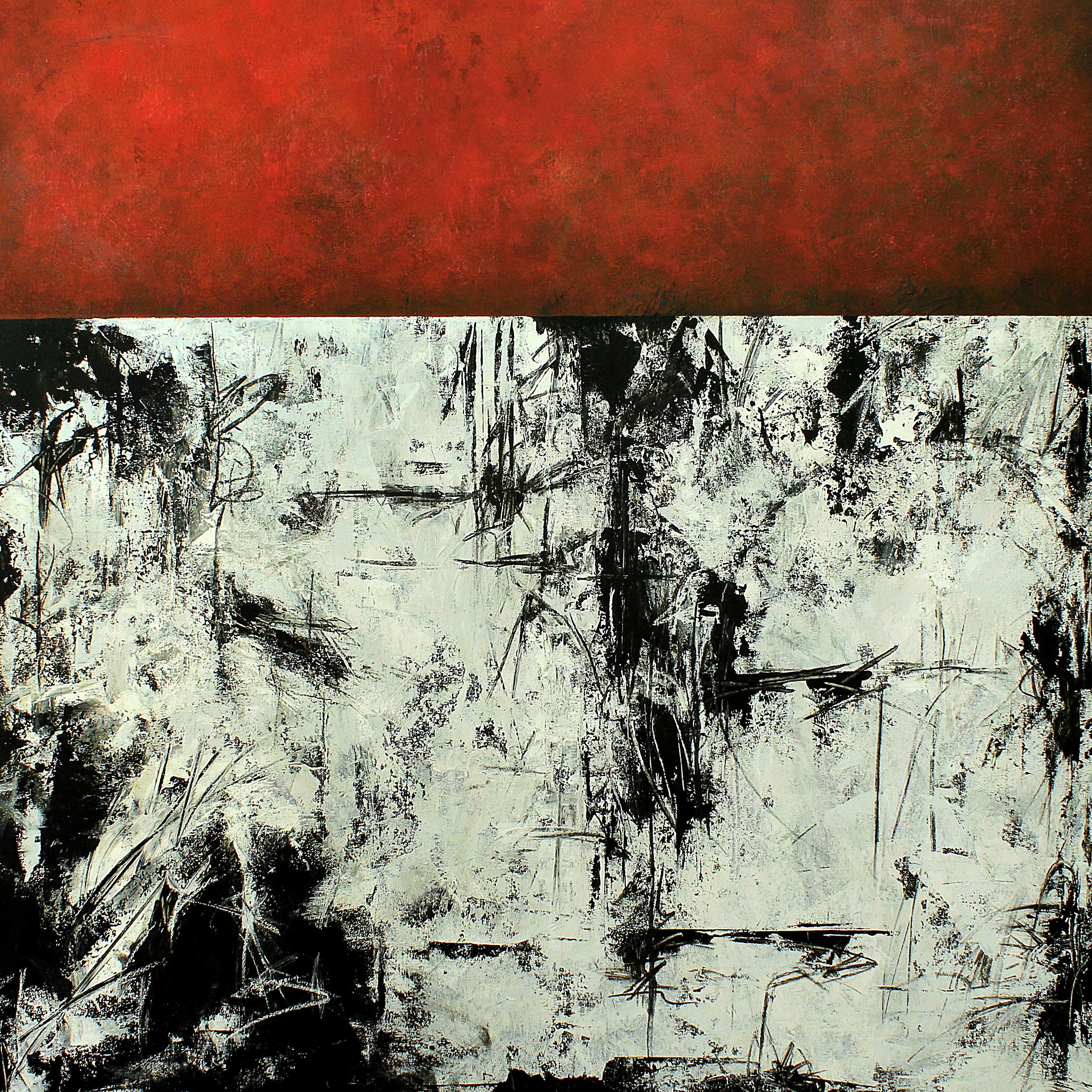 "Emotional Juxtaposition Red" ist ein auffälliges abstraktes Gemälde von Peisy Ting, das die Aufmerksamkeit des Betrachters durch seine kühne Verwendung von Farbe und Textur fesselt. Die Leinwand wird von leuchtenden Rottönen dominiert, die
