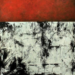 Peisy Ting I Juxtaposition émotionnelle rouge - Acrylique sur toile striée