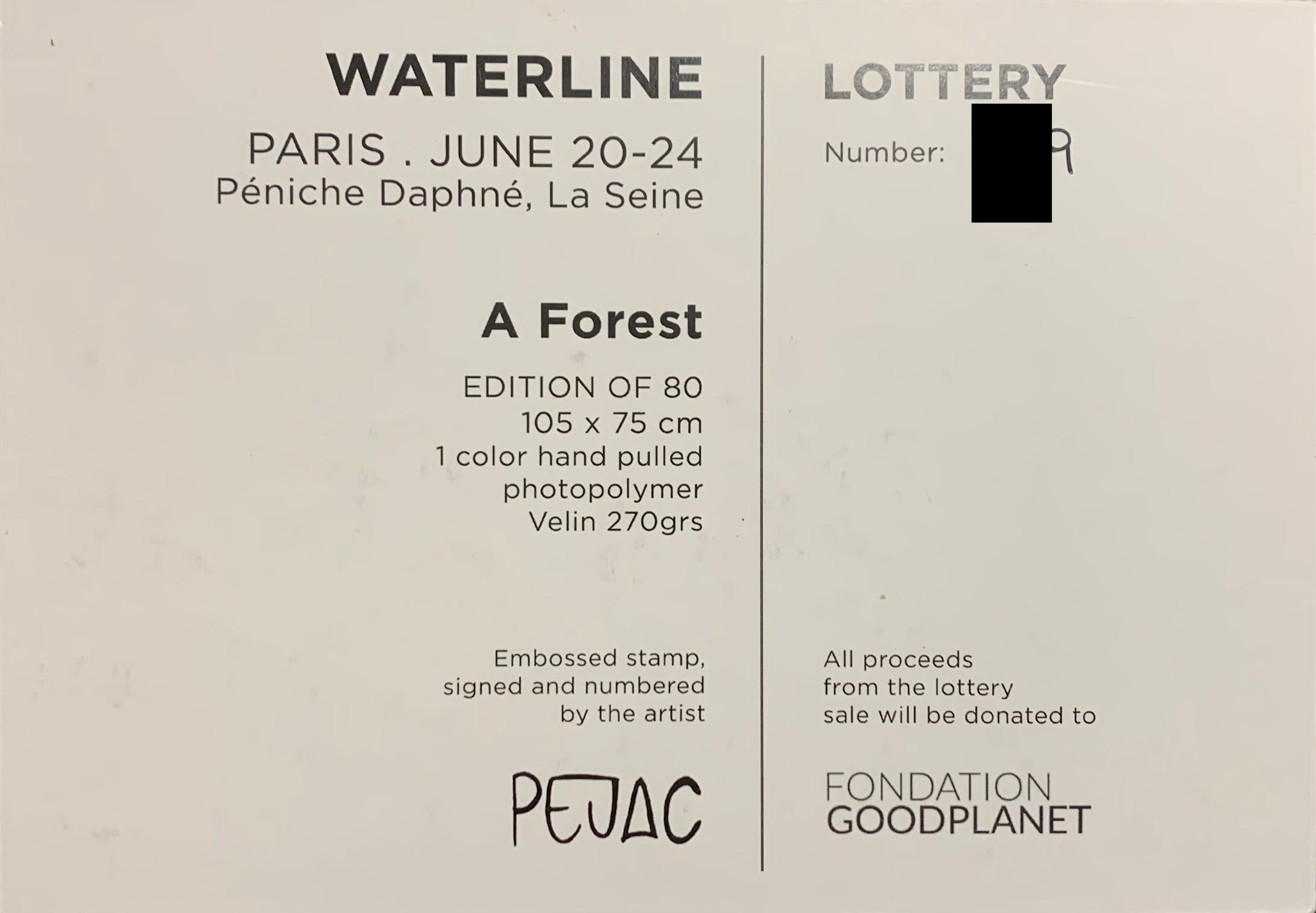 Pejac Forest Minidruck nummeriert auf Verso Lottery Card Street Deforestation Kunst im Angebot 1