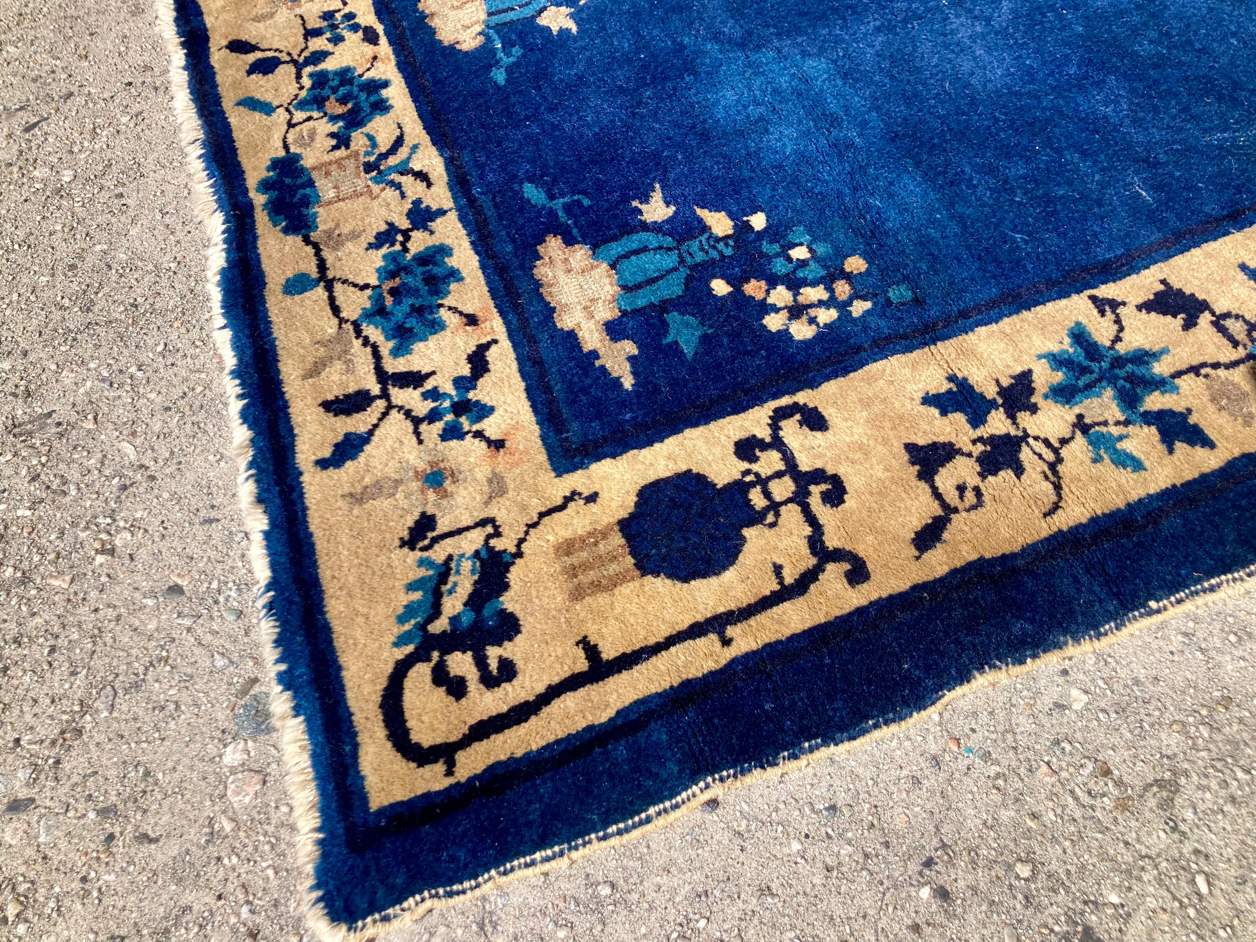 Wool Peking Blue Chinese Carpet For Sale
