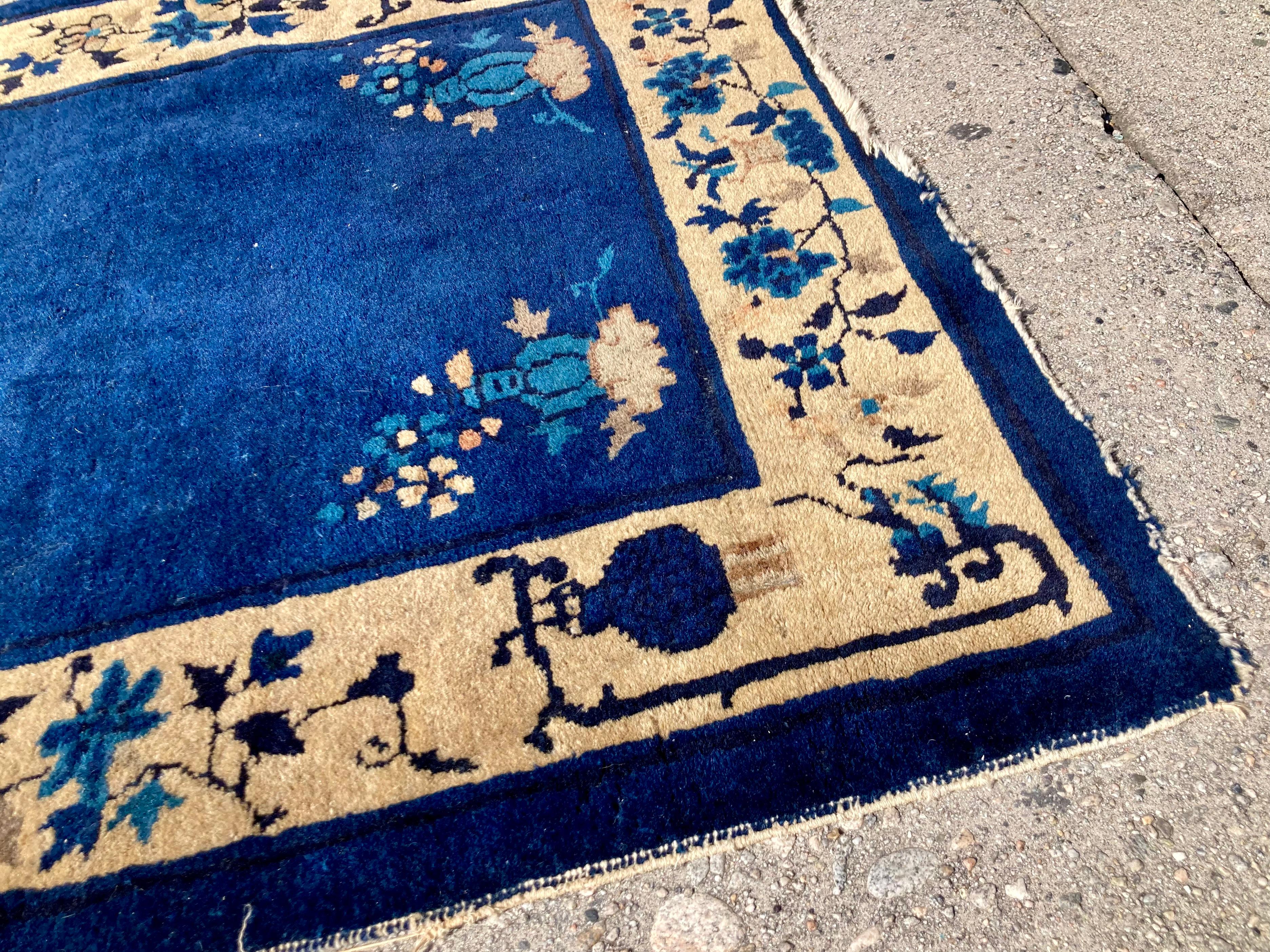 Pekinger blauer chinesischer Teppich im Angebot 2