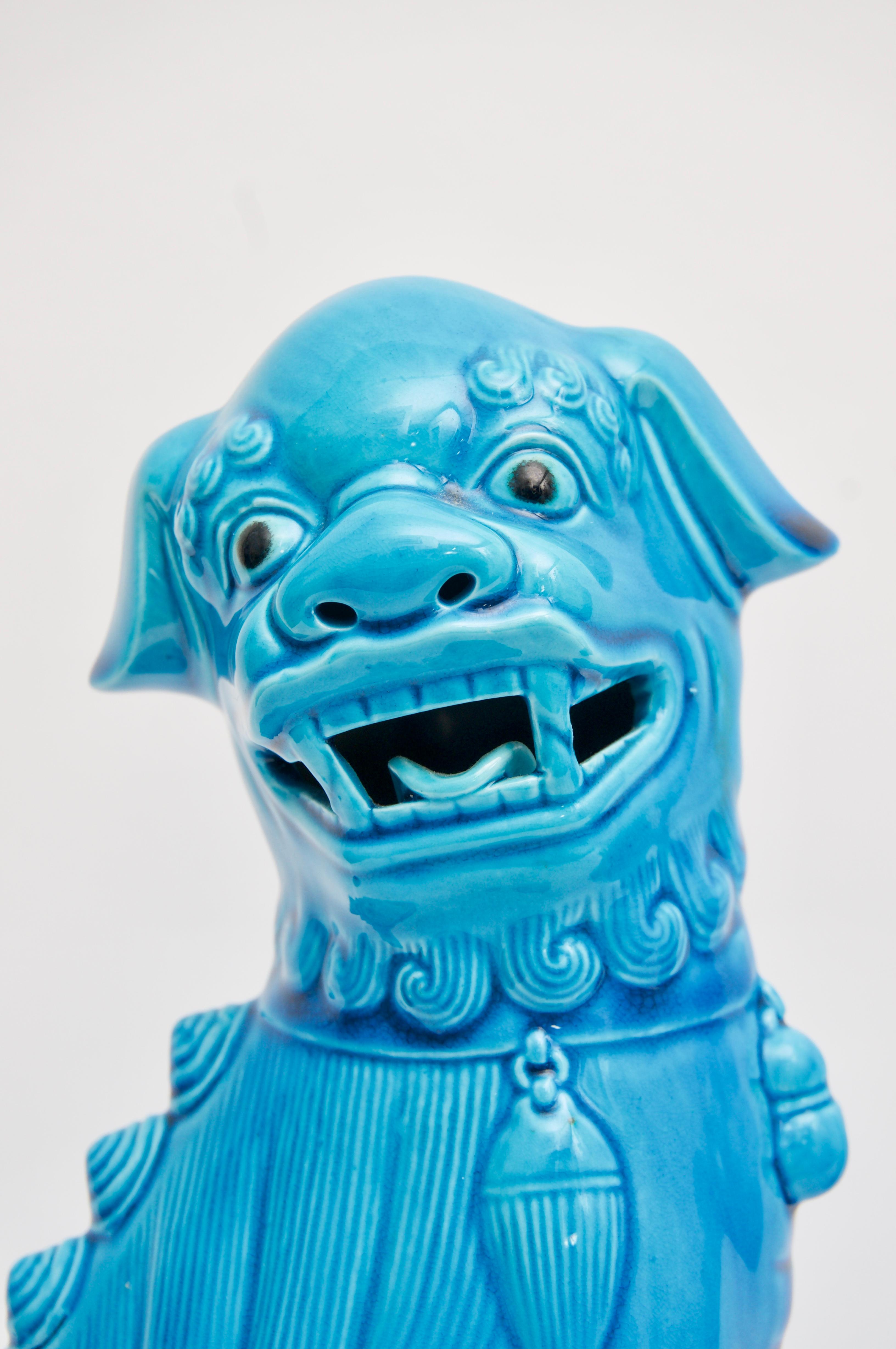 Hollywood Regency Peking Blue Foo Dogs