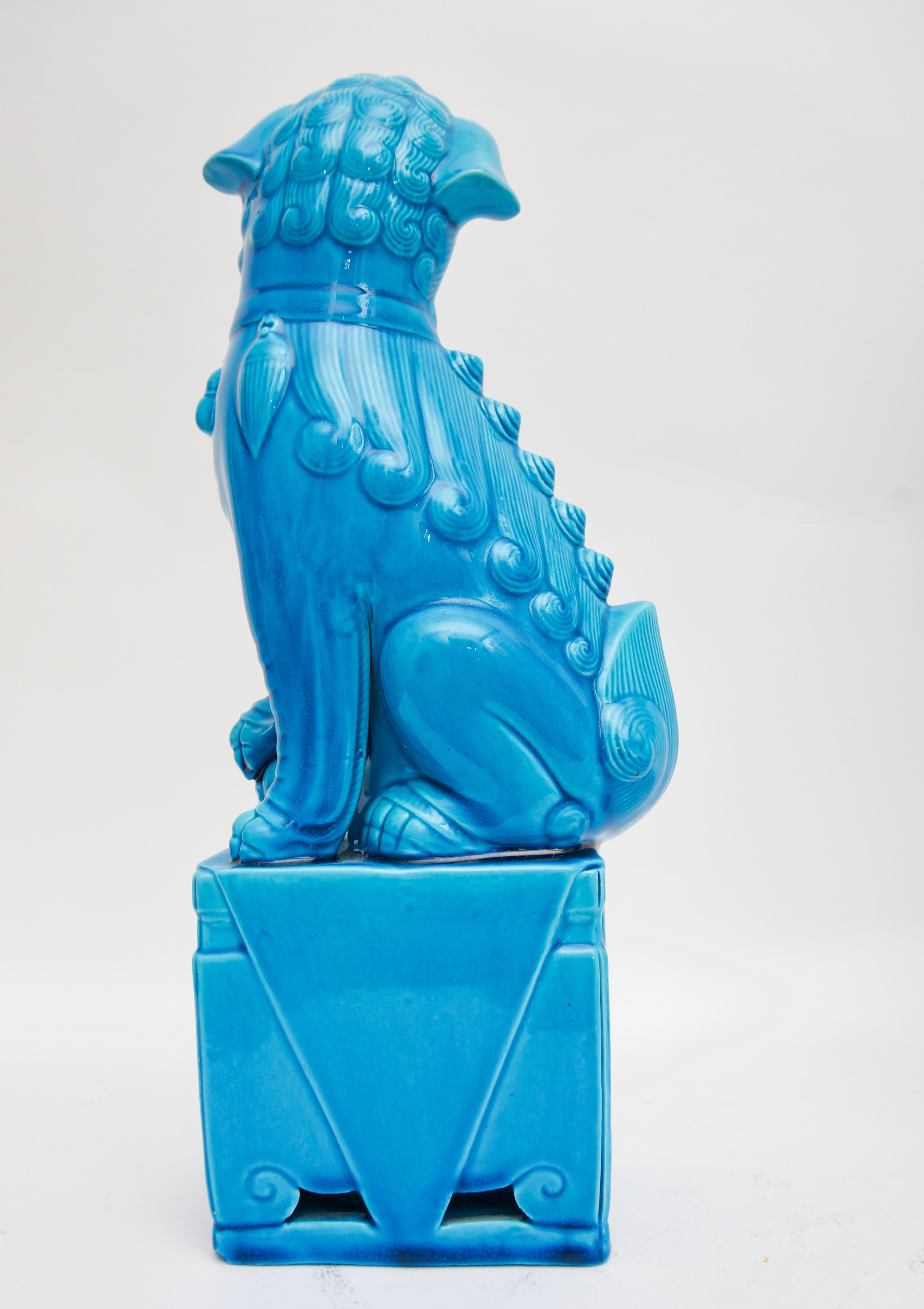 Glazed Peking Blue Foo Dogs