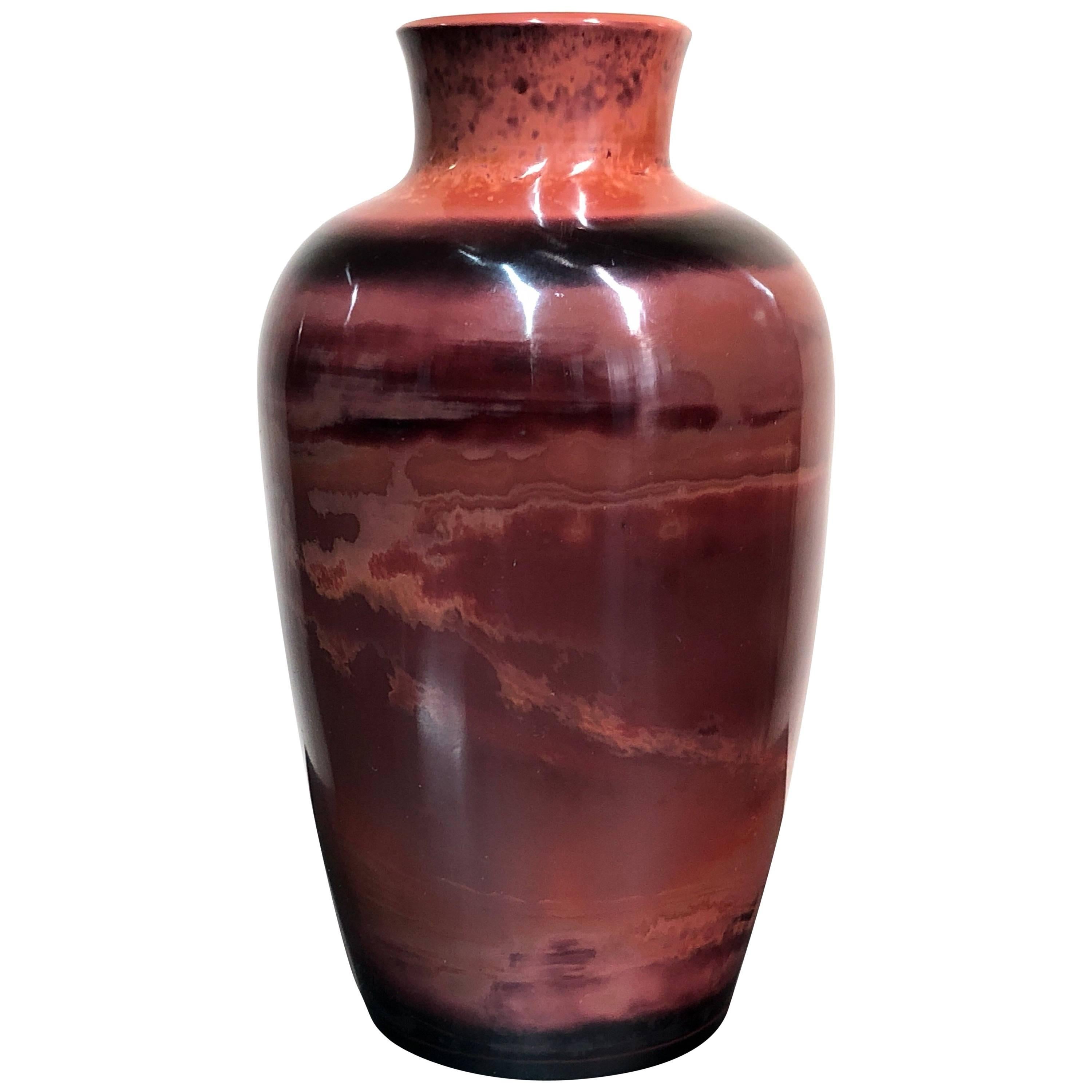 Peking Chinese Glass Vase, serpentine stone banded, circa 1900