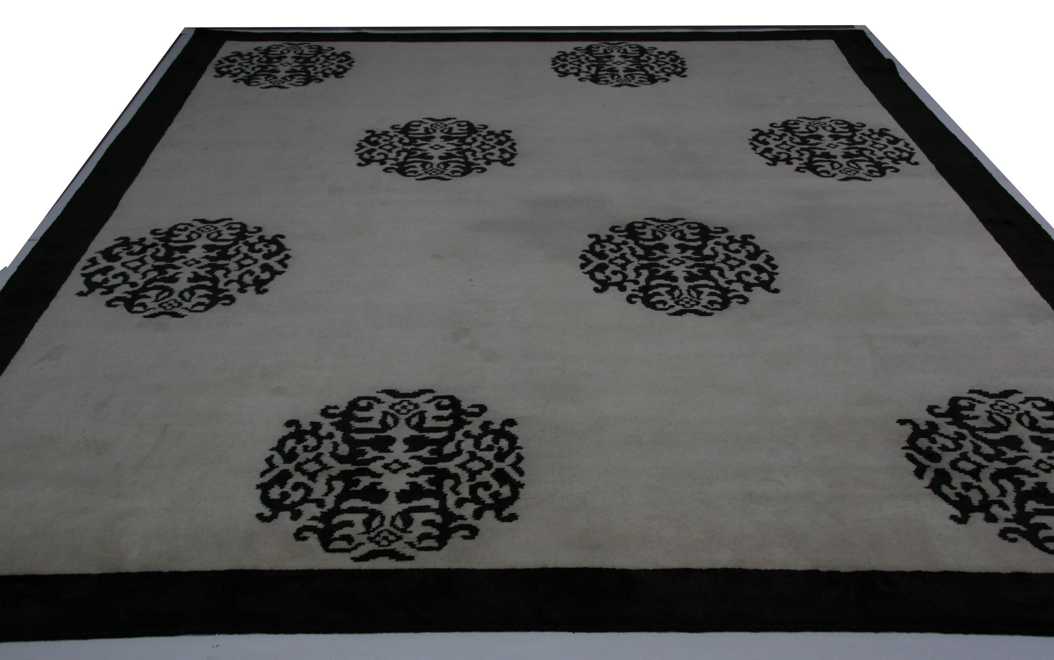 Indian Peking Design Wool and Silk Area Rug For Sale