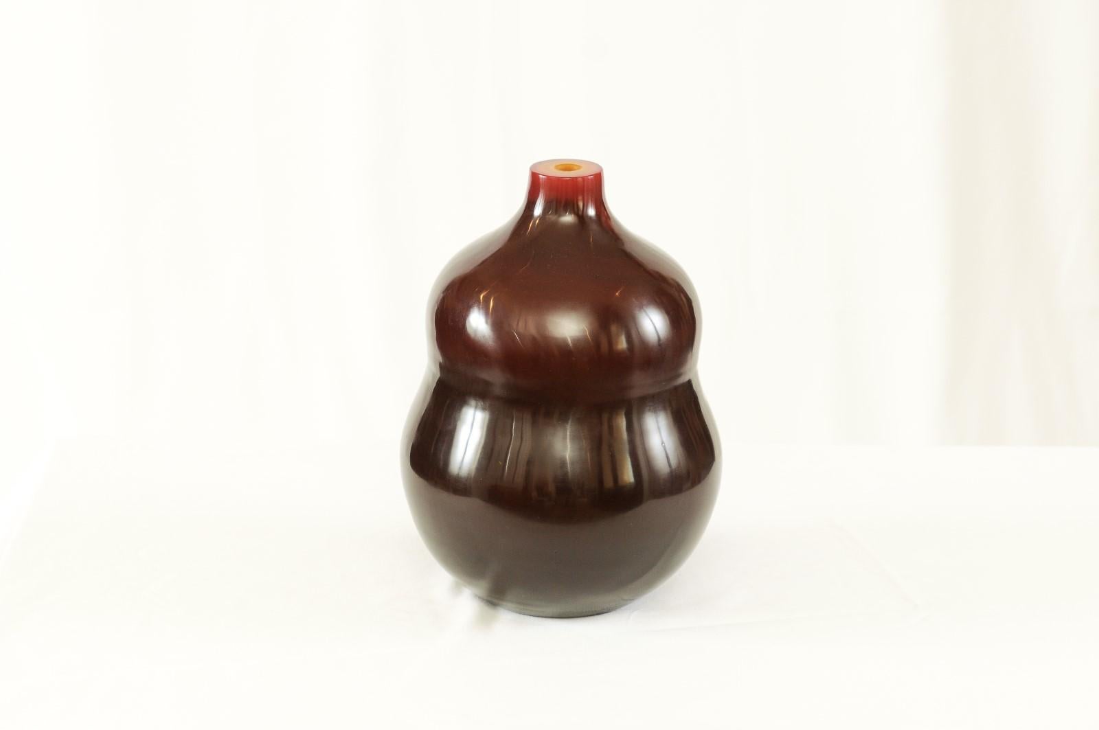 Contemporary Peking Glass Vase - Robert Kuo for McGuire