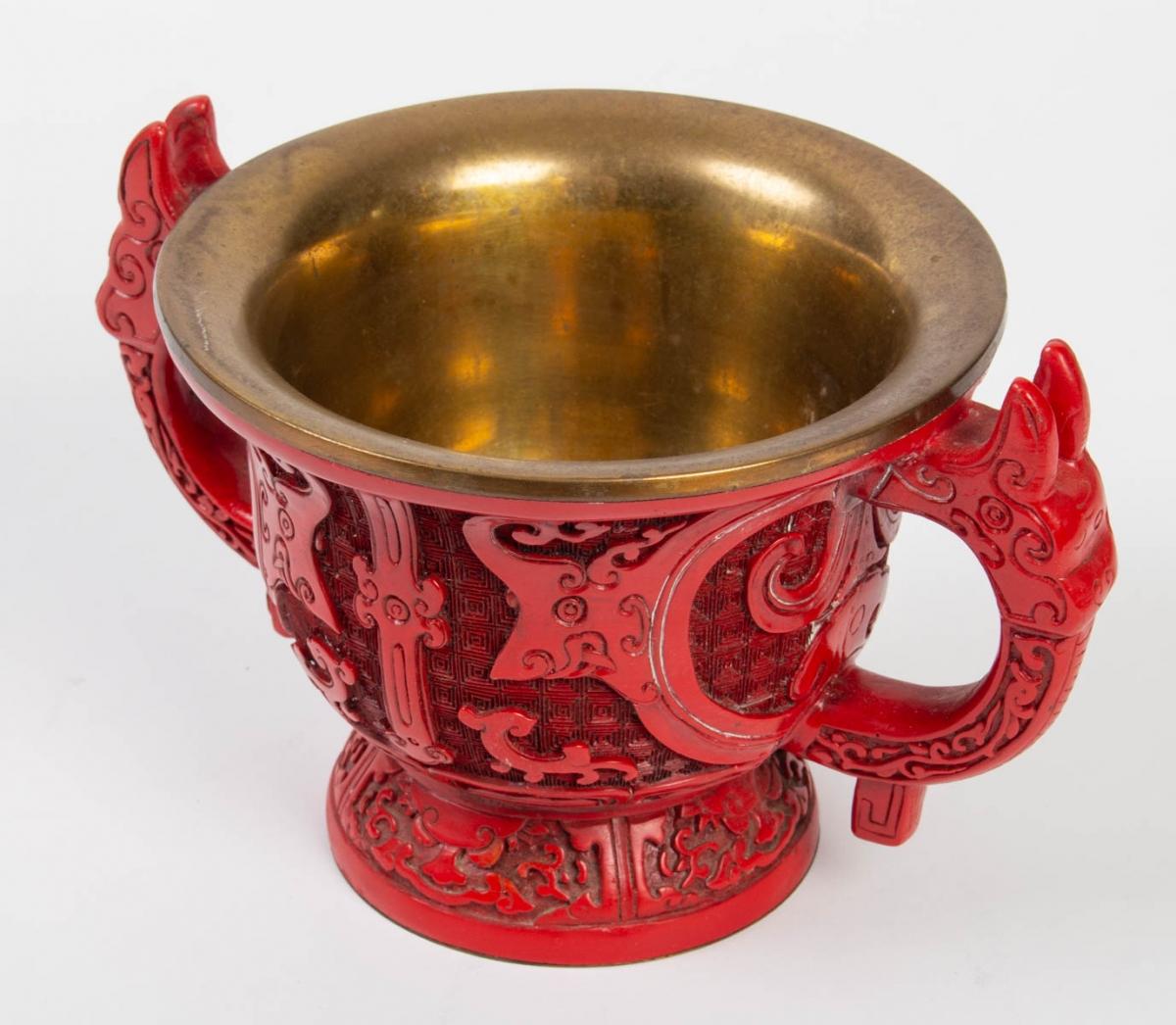 Chinese Peking Lacquer Cup, China, 1904