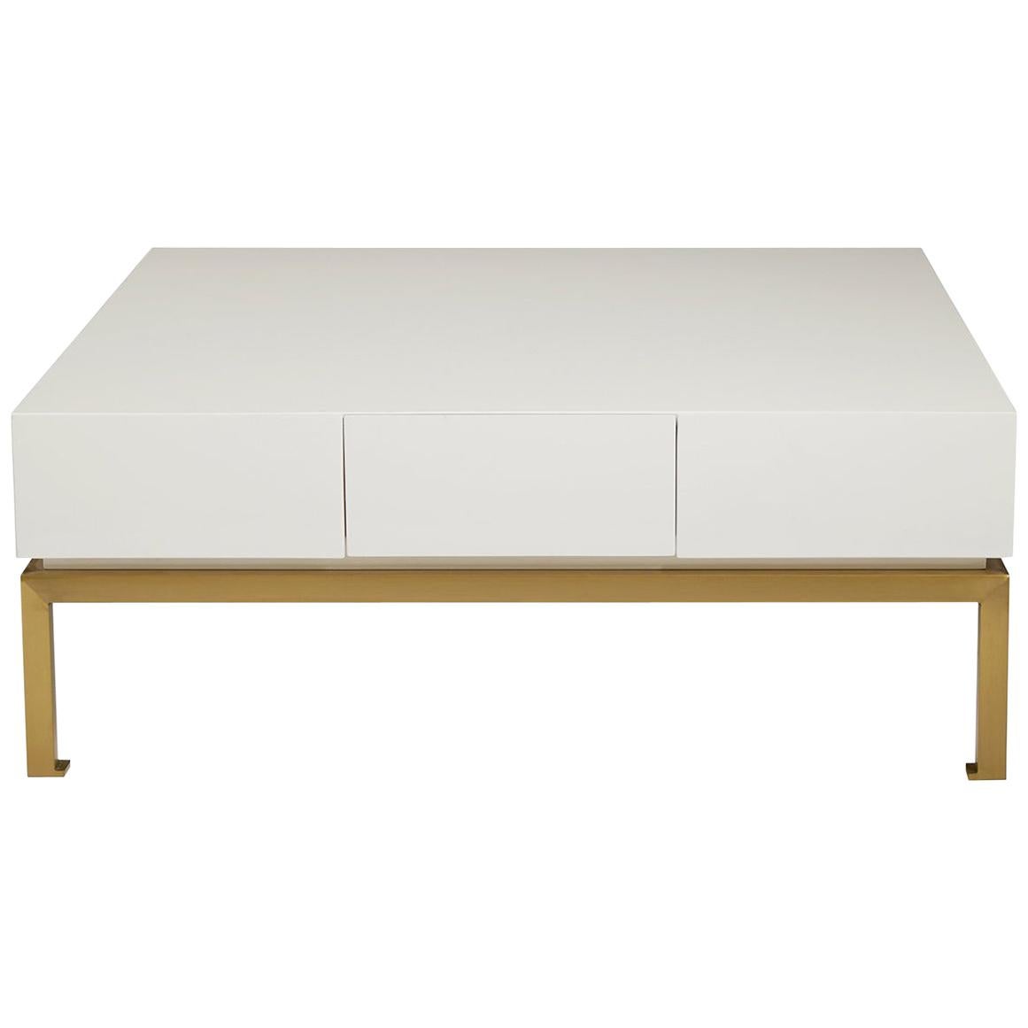 Peking White Lacquer and Brass Cocktail Table