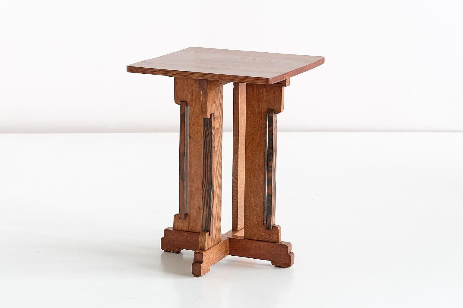 Mid-20th Century P.E.L. Izeren Art Deco Side Table in Oak and Macassar, Genneper Molen, 1930