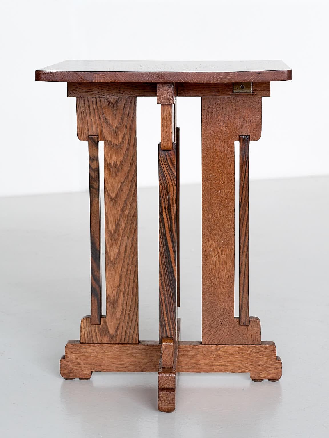 P.E.L. Izeren Art Deco Side Table in Oak and Macassar, Genneper Molen, 1930 1