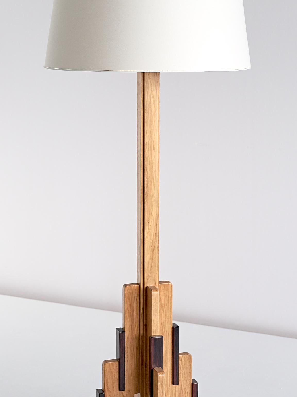 Dutch P.E.L. Izeren Floor Lamp in Oak and Macassar, Netherlands, 1932