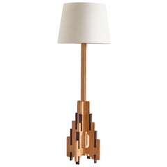 P.E.L. Izeren Floor Lamp in Oak and Macassar, Netherlands, 1932