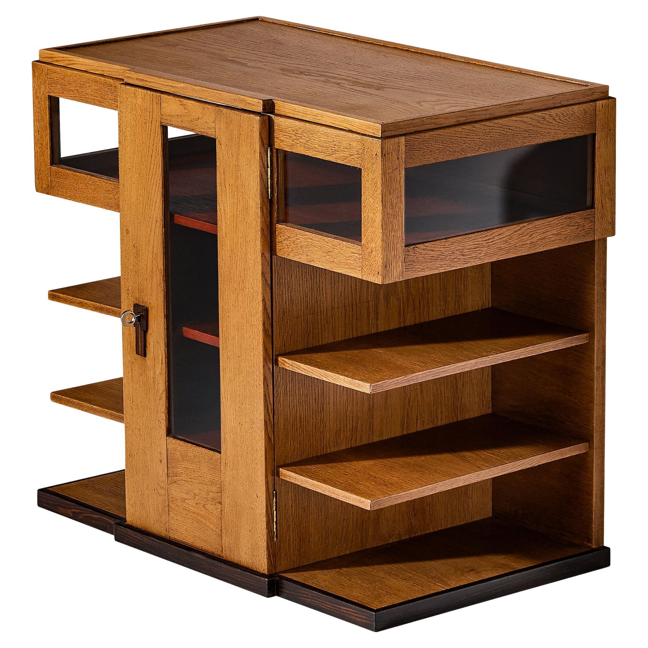 P.E.L. Izeren for De Genneper Molen Cabinet in Oak and Glass For Sale