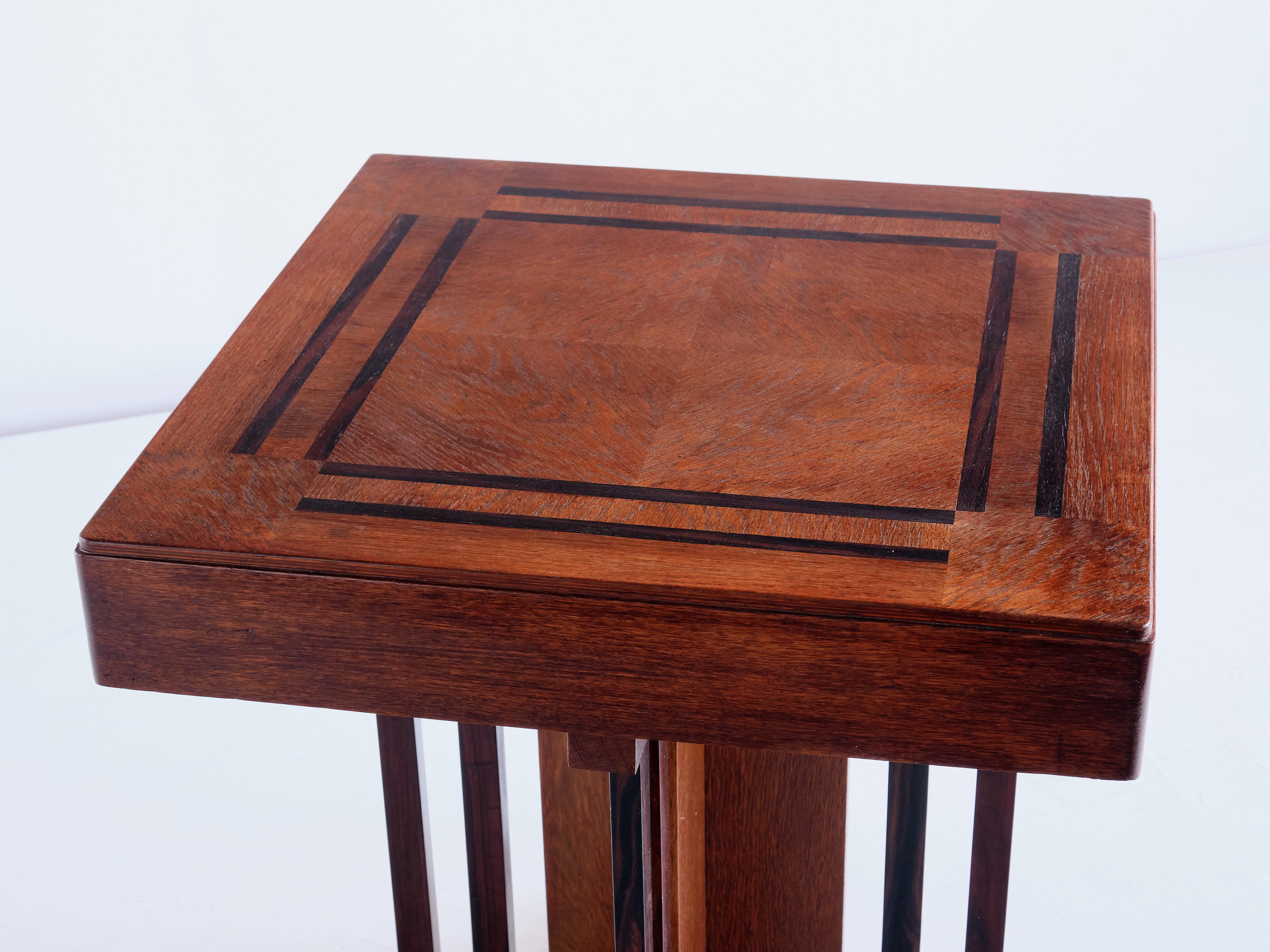 P.E.L. Izeren Side Table in Oak and Macassar Ebony, Netherlands, 1930s For Sale 1