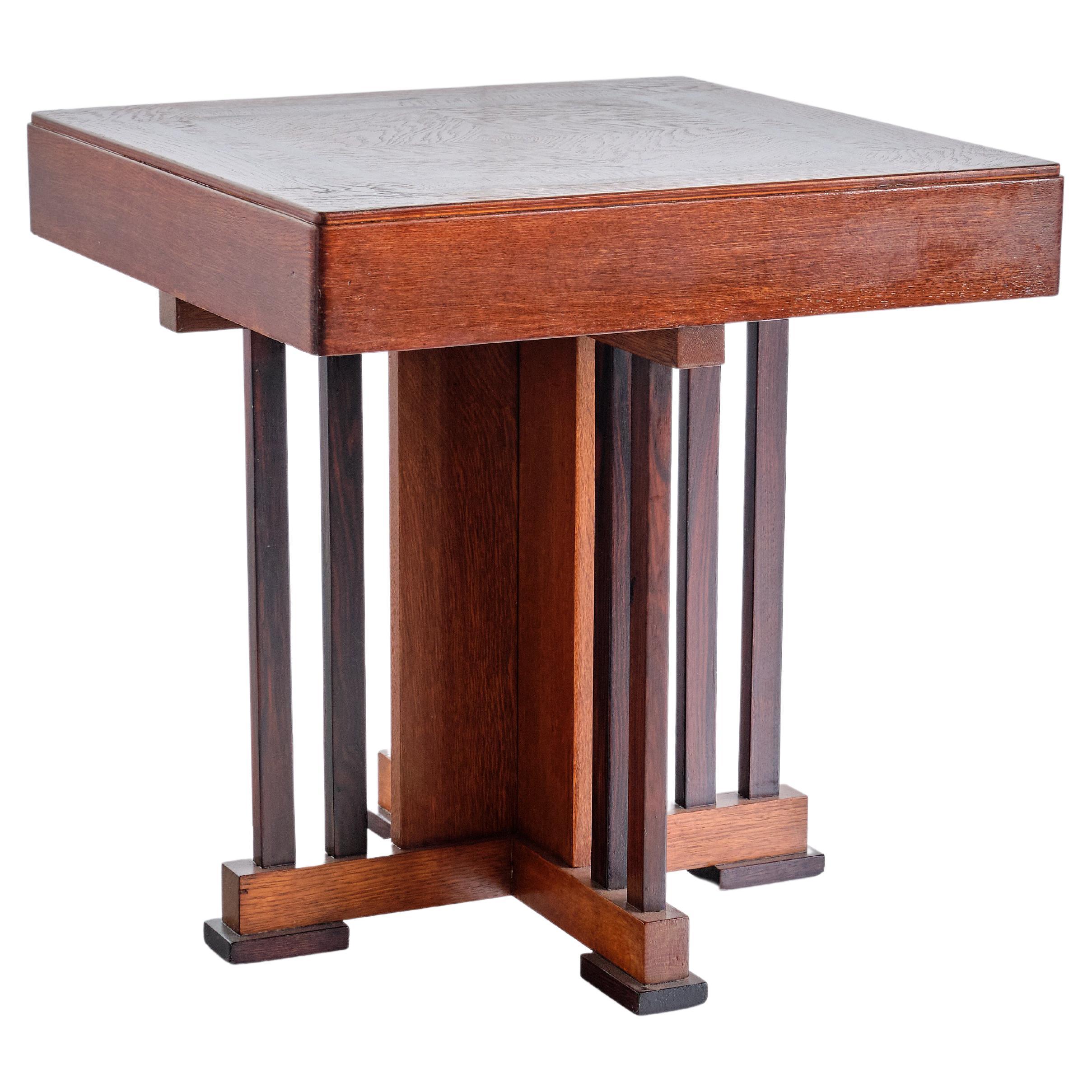P.E.L. Izeren Side Table in Oak and Macassar Ebony, Netherlands, 1930s For Sale