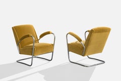 PEL, Loungesessel, Stahl, Samt, Vereinigtes Königreich, 1930er Jahre